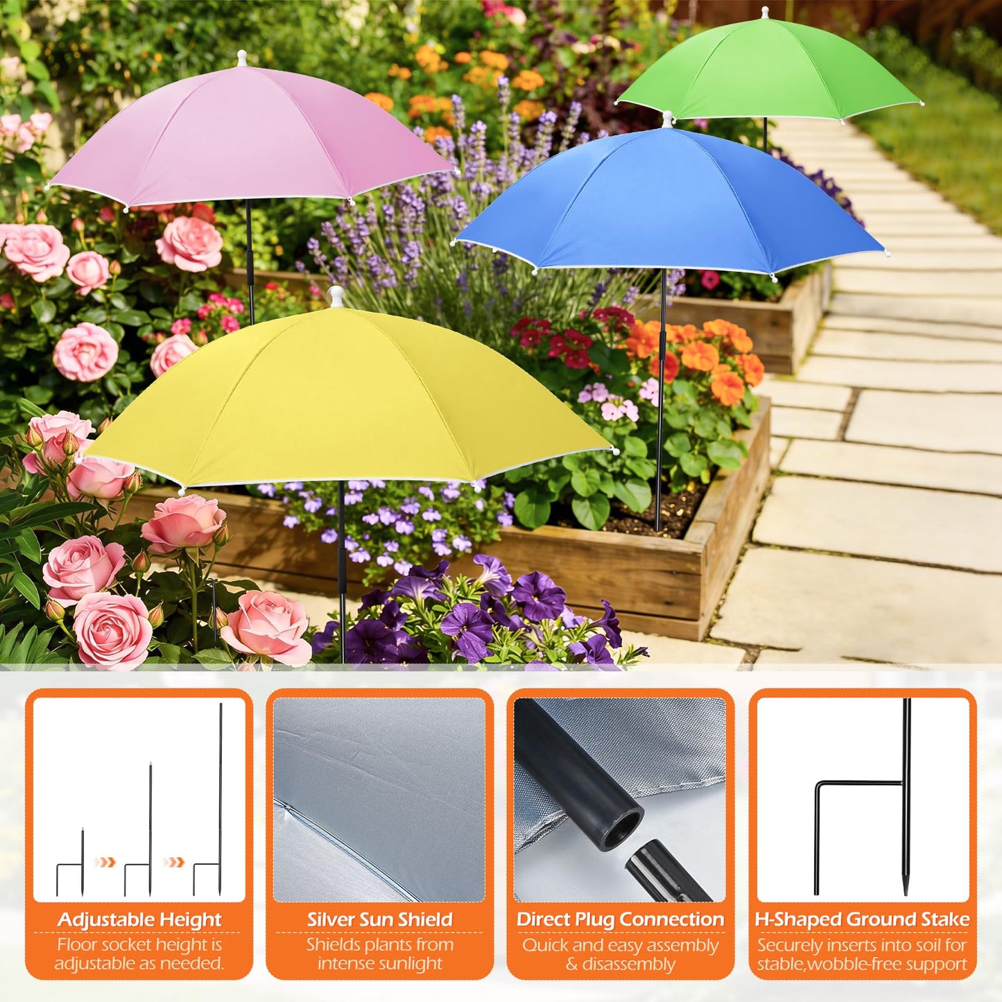 Tryly Plant Umbrellas for Outdoor Plants, Garden Umbrella Shade for Potted Plants and Garden Beds, Provide Shade to ‌Defend Plants From Blazing Sun (1Green 1Yellow)