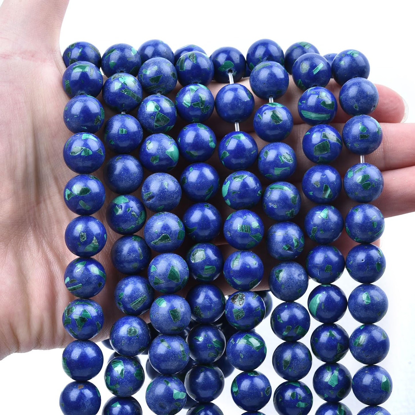 HAAMIIQII 12mm Lapis Lazuli Round Stone Spacer Beads, Loose Gemstone Beads for Jewelry Making, DIY Bracelet, Necklace, Healing Crystal 15 Inch (33pcs)
