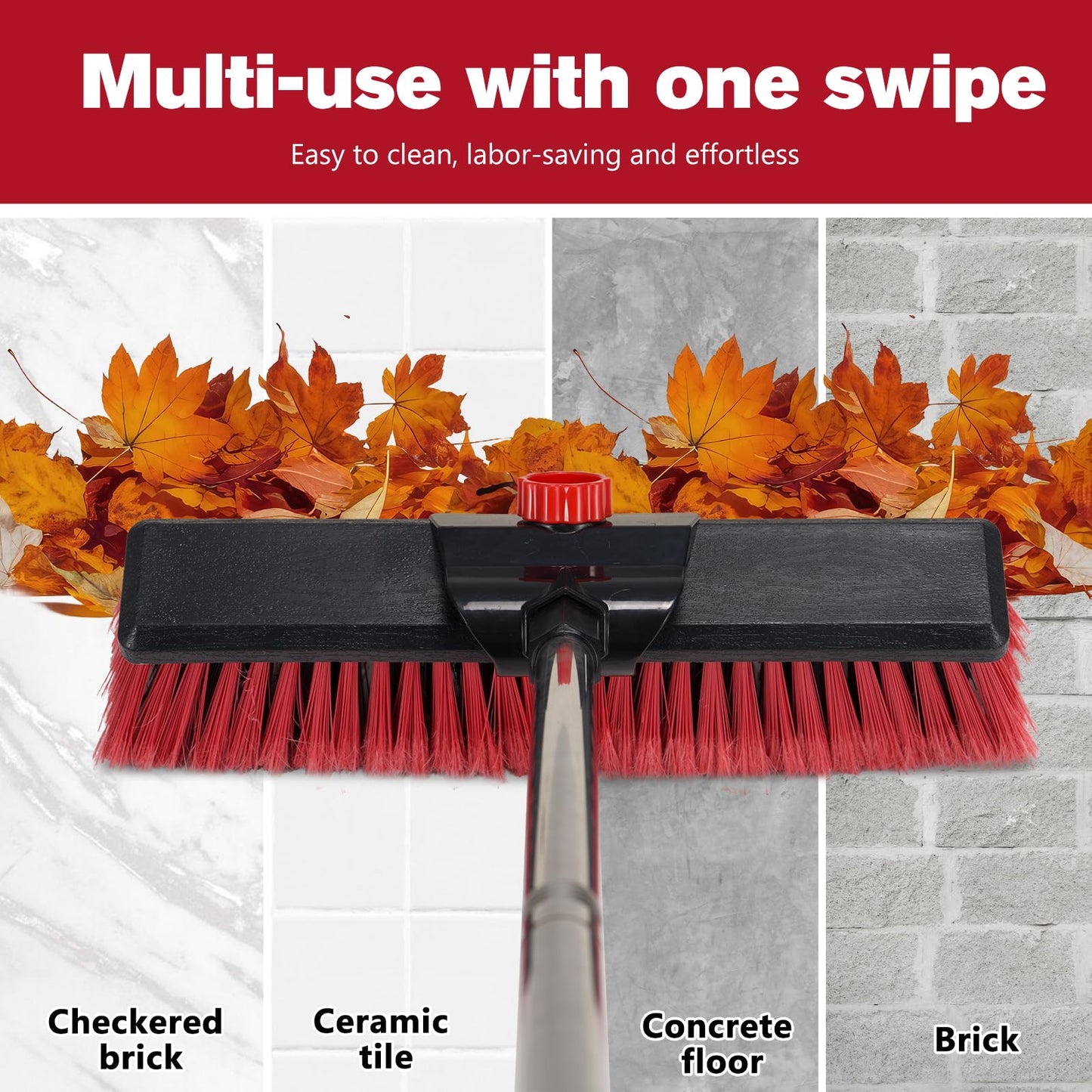 16.5" Outdoor Broom for Floor Cleaning Heavy Duty Push Broom with 53" Long Handle,Outdoor Broom for Deck,Driveway,Garage,Yard,Deck,Patio,Warehouse,Concrete