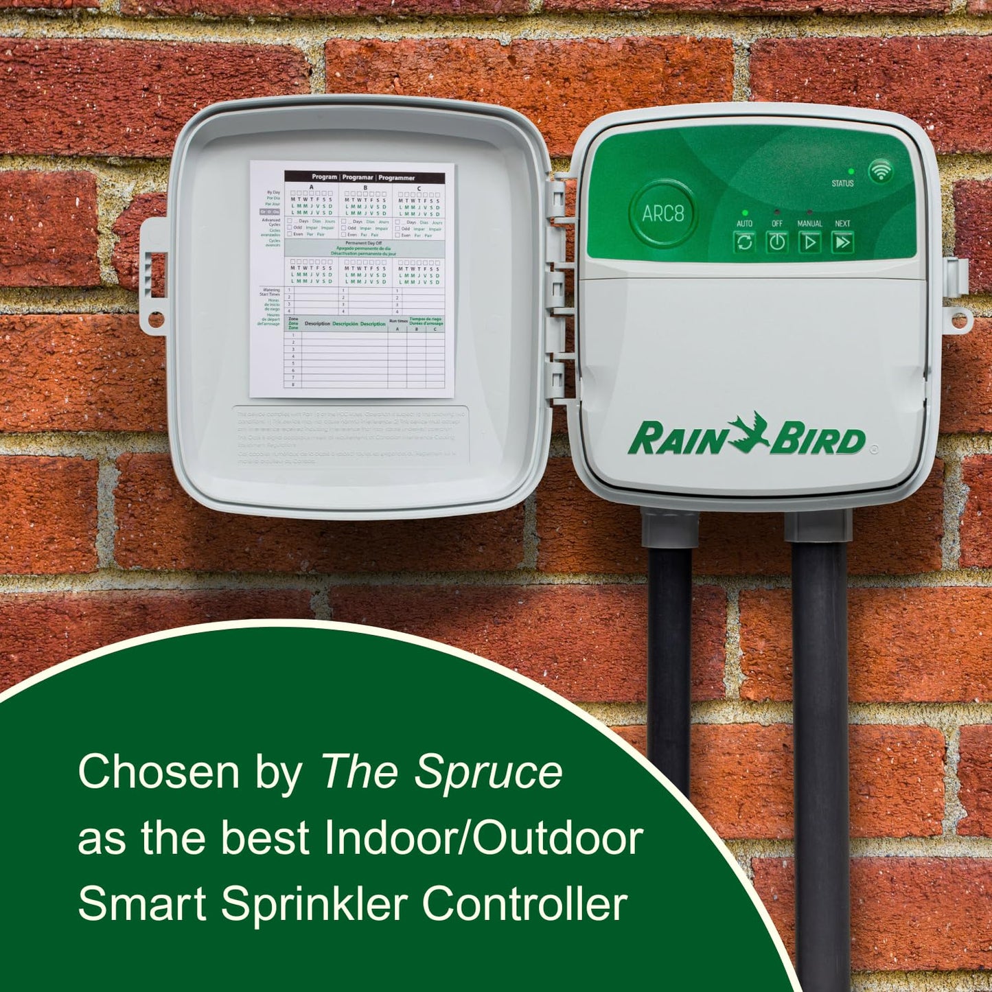 Rain Bird ARC8 App-Based Indoor/Outdoor Smart WiFi Irrigation Sprinkler Timer/Controller, 8-Zone/Station, EPA WaterSense Certified, Compatible with Alexa, Indoor/Outdoor 8-Station