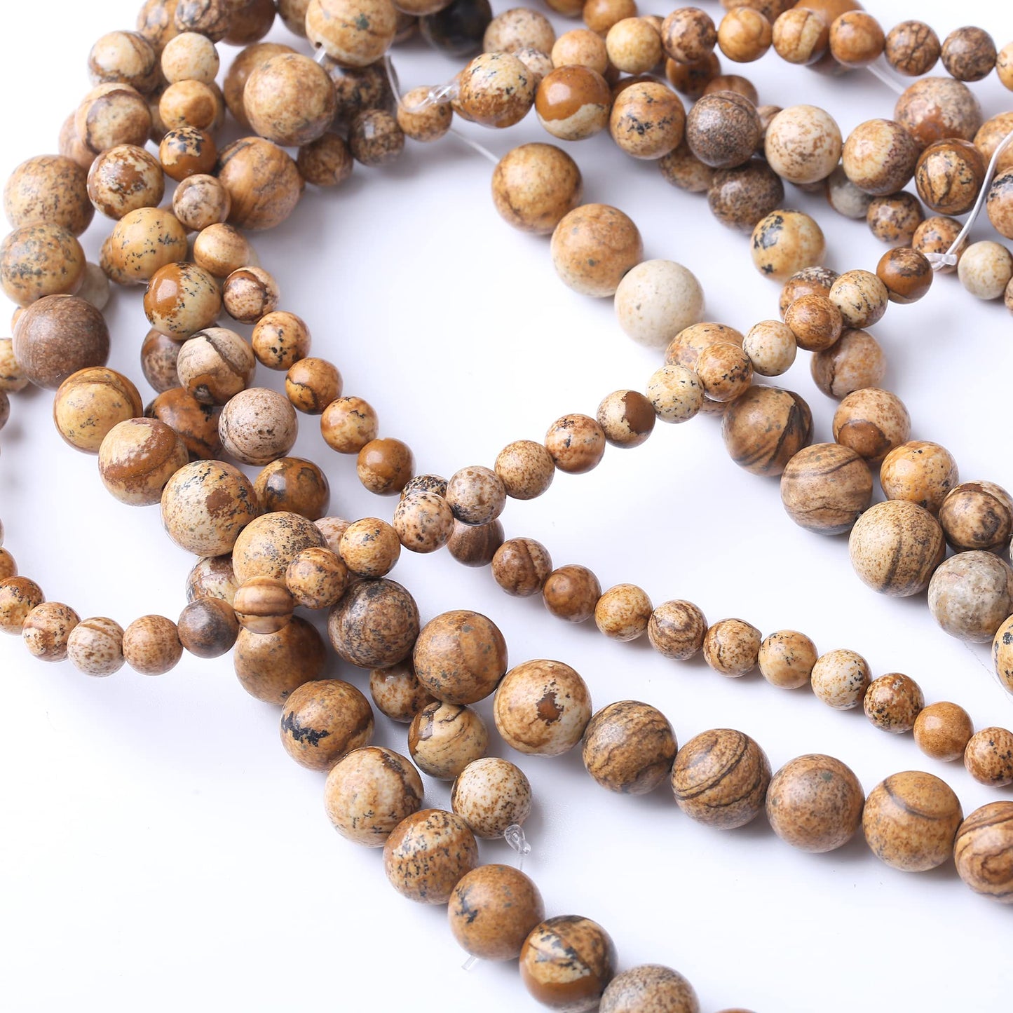 10MM Pictures Jaspers Round Loose Beads Natural Gem Beads Crystal Energy Stone Beads for Jewelry Making DIY Bracelet Necklace