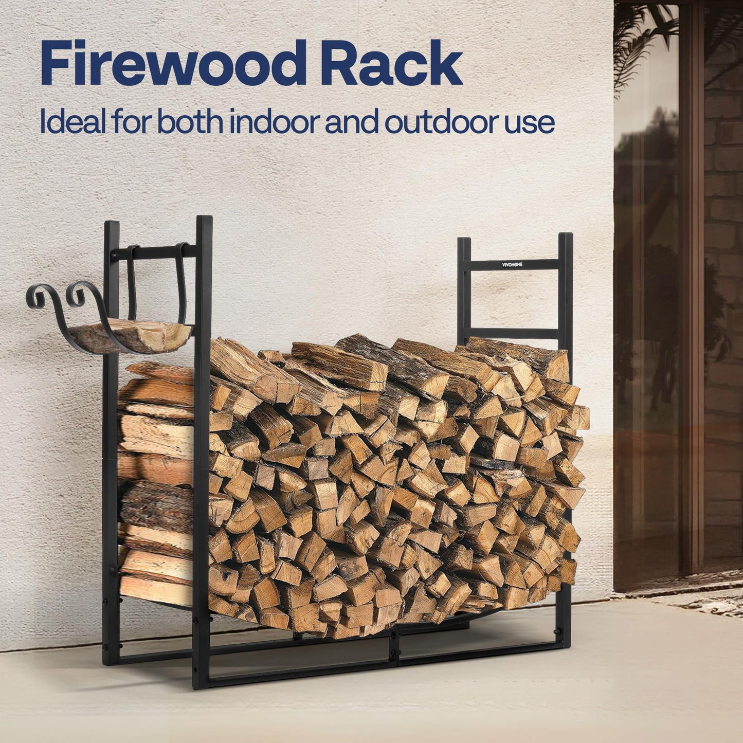 VIVOHOME 3ft Heavy Duty Indoor Outdoor Firewood Storage Log Rack with Kindling Holder