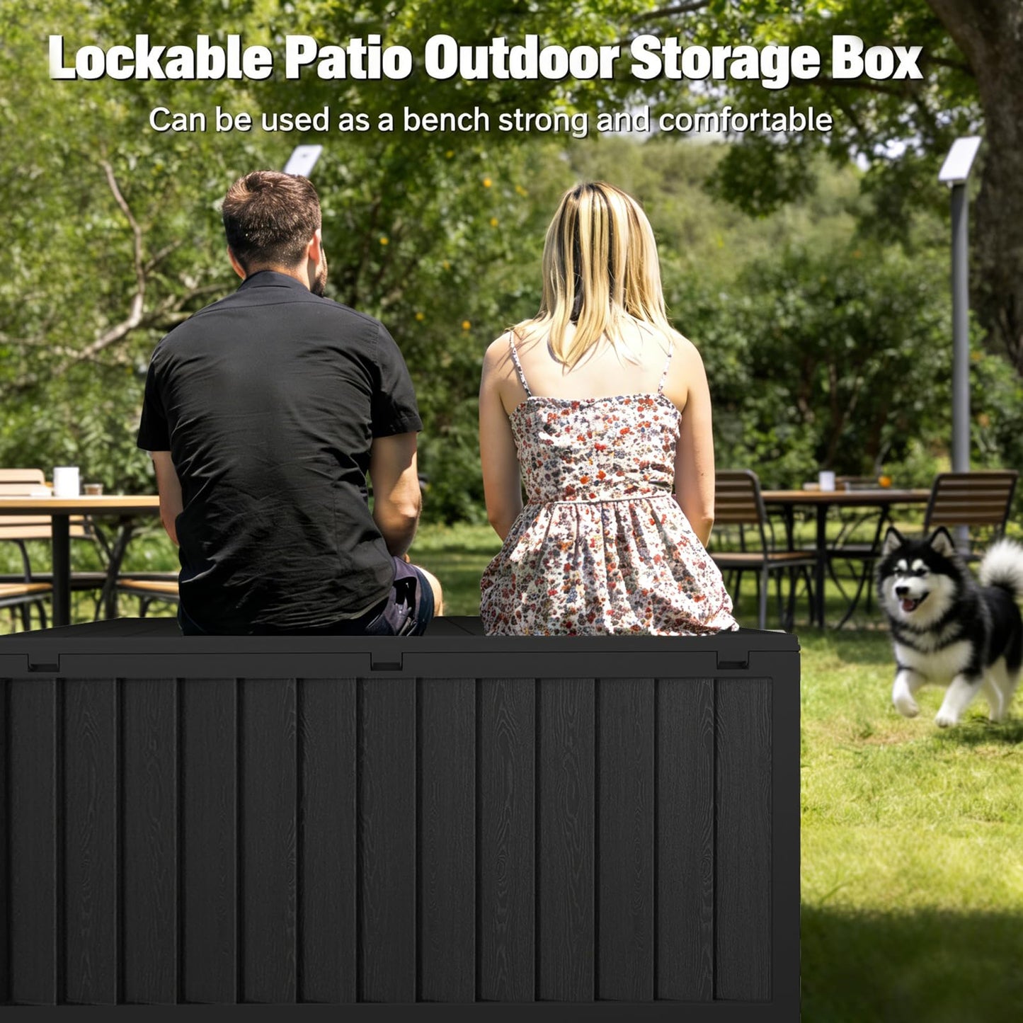 ZEUKMXOO 75 Gallon Outdoor Storage Box Waterproof,350LBS Lockable Patio Storage Box for Patio Cushions,Garden Tools and Tools Storage,Outside Storage Box-Black