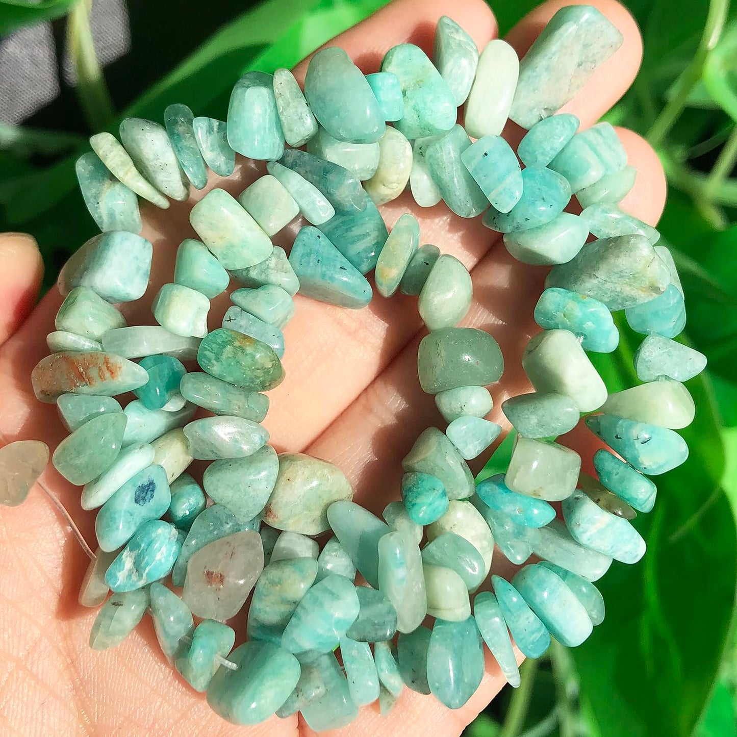 NITOPUPU 30in Amazonite Natural Chip Stone Beads 5-8mm About 230pcs, Irregular Drilled Light Blue-Green Bead for Bracelets Jewelry Making Supplies for Adults, DIY Crafts.