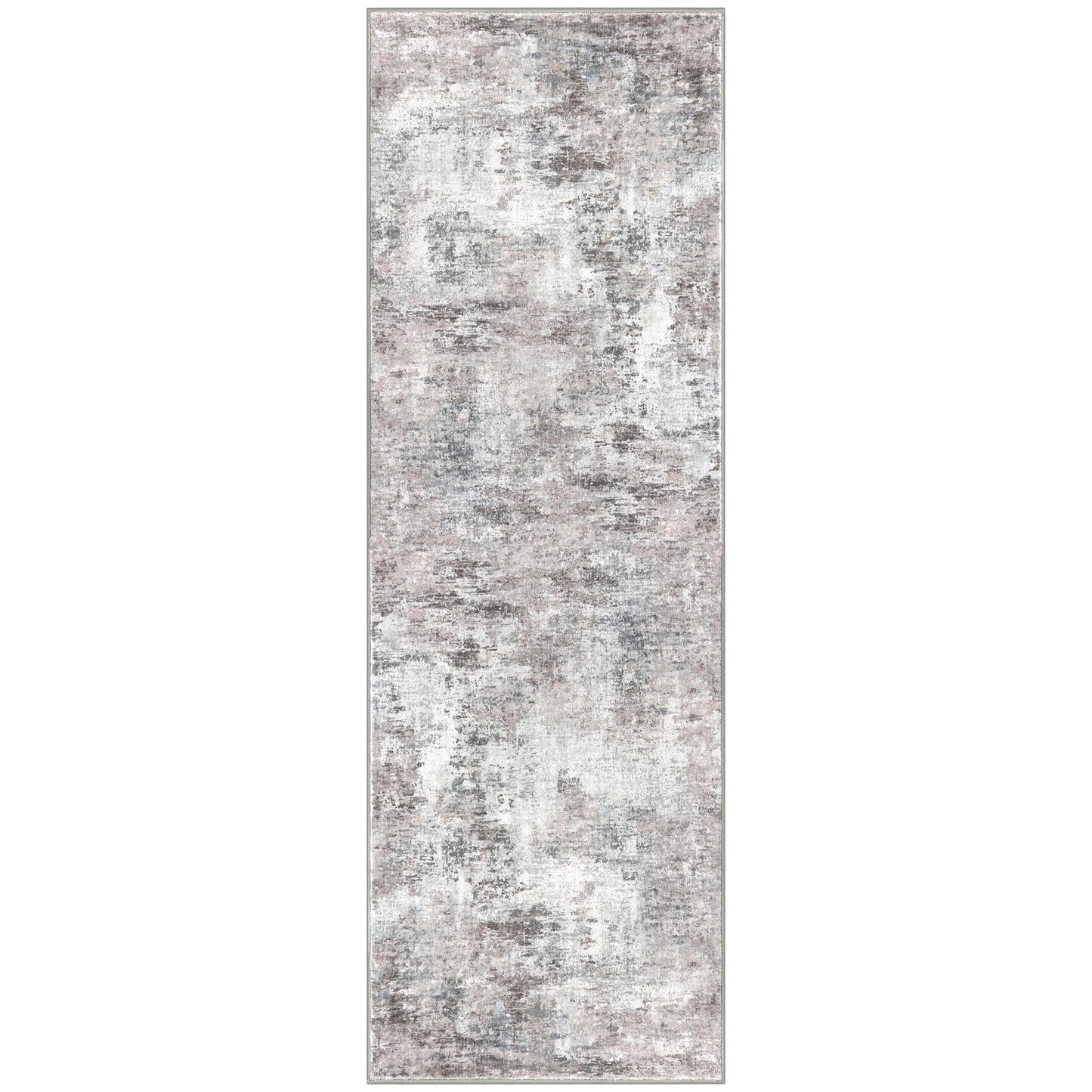 Lansny Abstract Runner Rug 2x6 Washable Runners for Hallways, Soft Kitchen Runner Rug Non-Slip, Beige Grey Thin Print Faux Wool Floor Carpet Rug Runner for Entryway Hall Bedroom Laundry Room Indoor