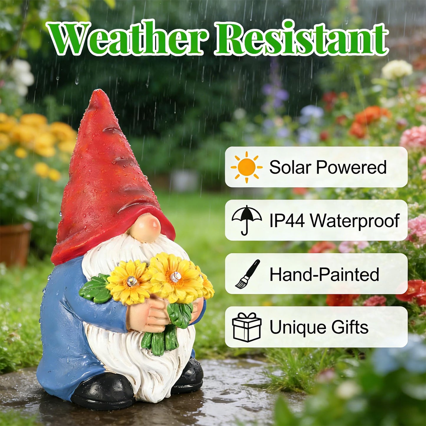 Dzpsoon Gnomes Solar Garden Decor Garden Statues Sunflower Gnome Figurines Birthday Gifts for Women Mothers Day Gifts for Mom Grandma Outdoor Decorations for Yard Lawn Patio
