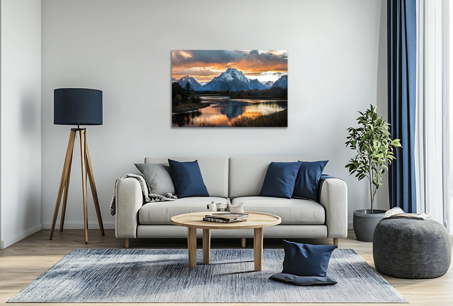 SKASNFAI Grand Teton National Park Canvas Wall Art Mountain Landscape Print Picture Framed Nature Wall Decor for Living Room Office (16L x 24W)