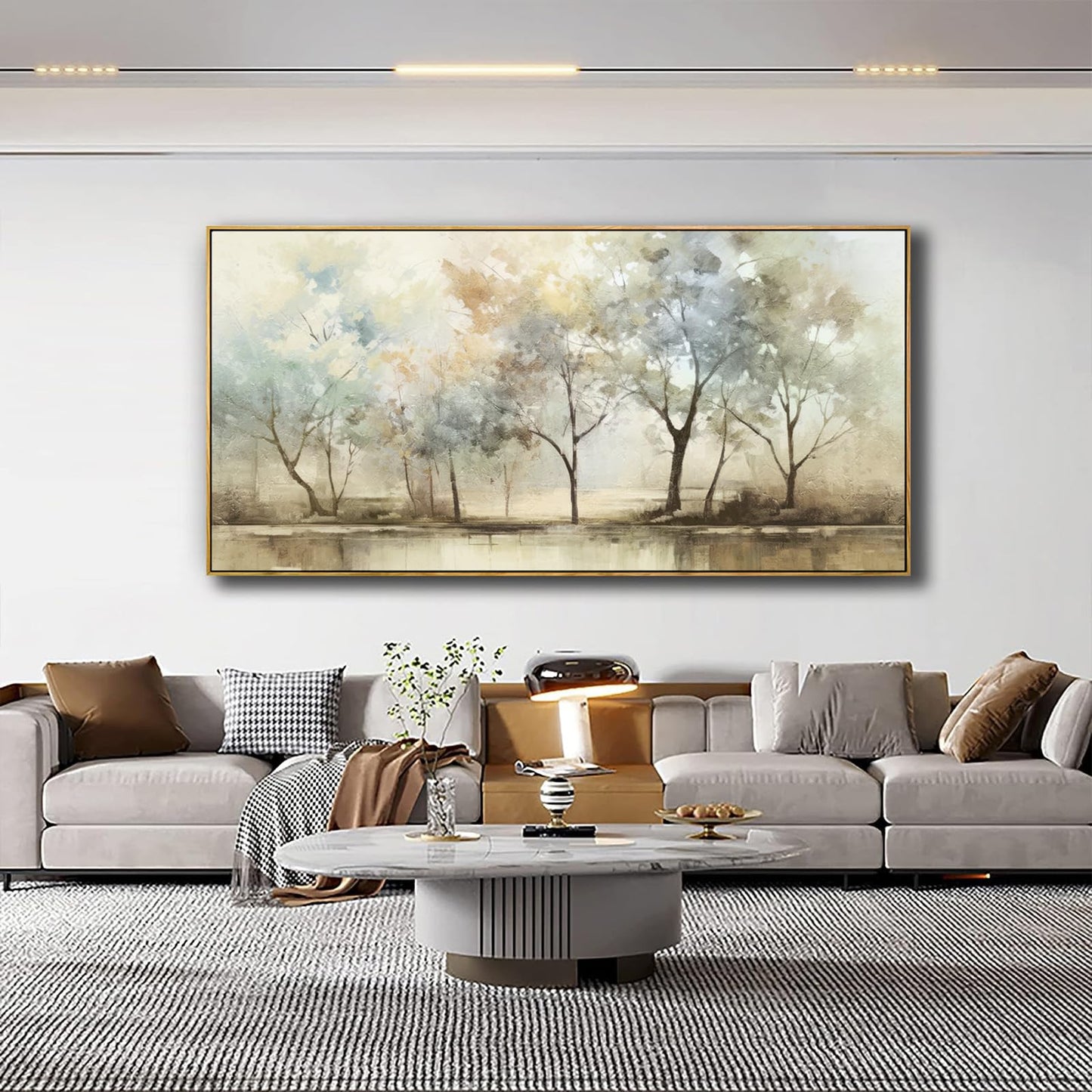 Abstract Wall Art Artwork Retro Trees Pictures Decor Canvas Painting Large Size Framed Ready to Hang Living Room Bedroom and Office Wall Decor 31x70 Inch