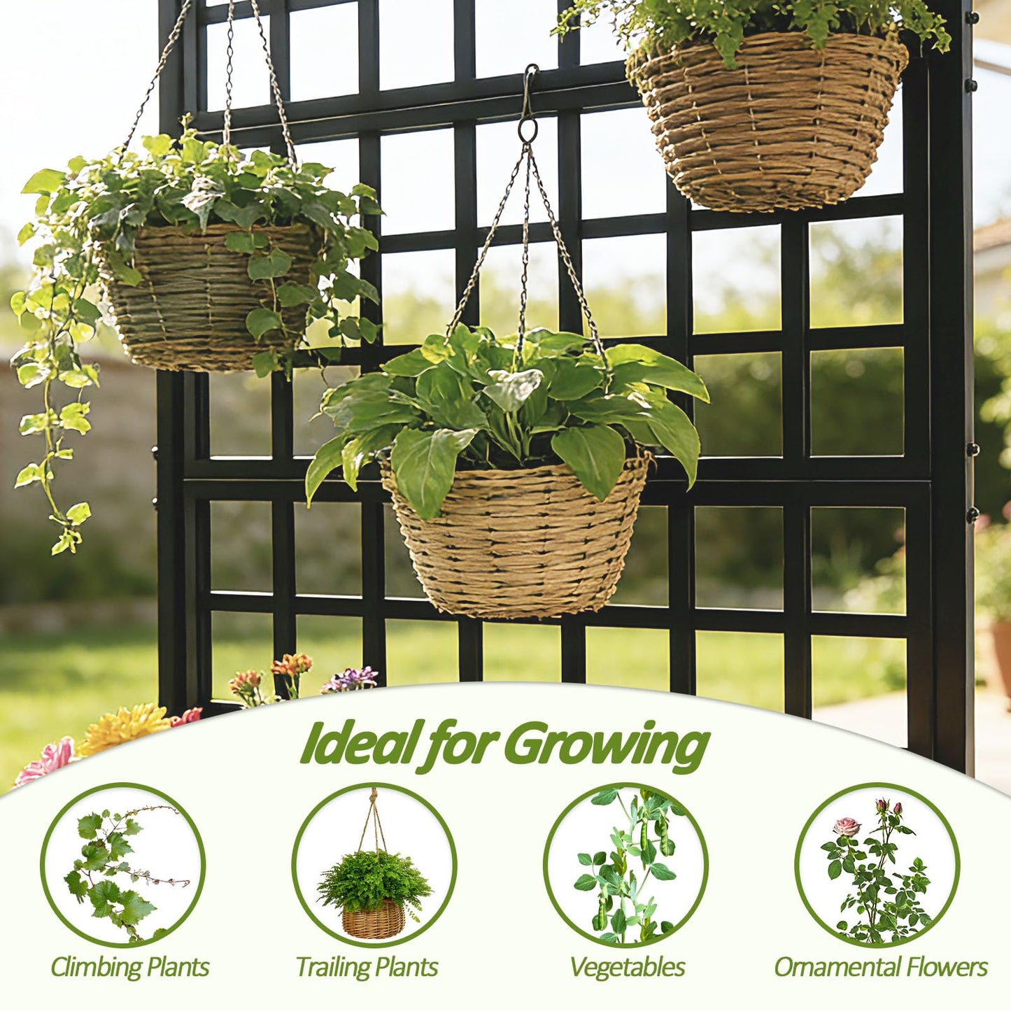Trellume Metal Planter Box with Trellis - 63"(H)*31.5(L)*15.8"(W) Plastic-Coated Rustproof Trellis Planter, Raised Garden Bed with Trellis, Privacy Screen with Planter Box for Garden, Balcony, Patio