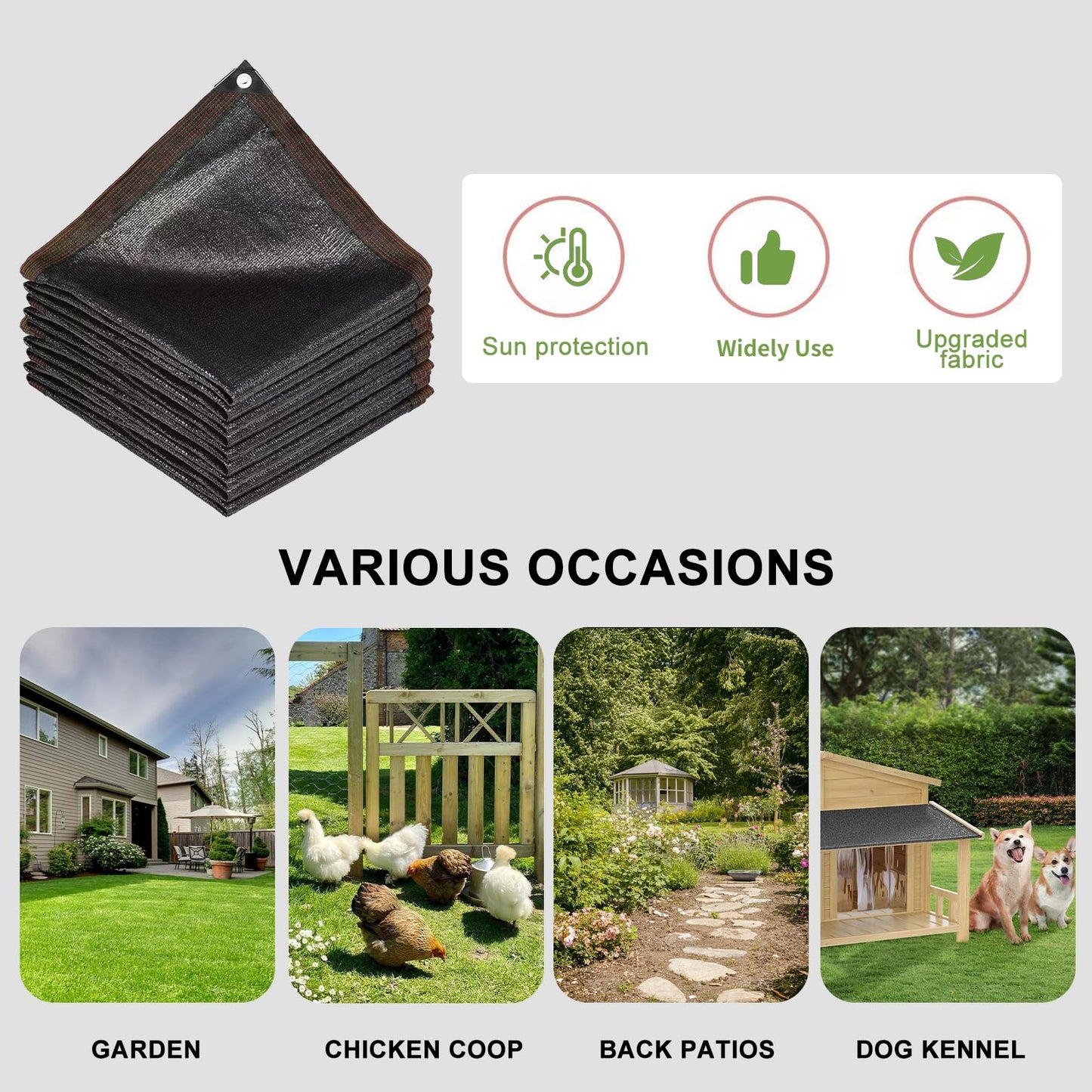 DGSL 40% Shade Cloth Greenhouse Shade Cover with Grommets - 20Ft x 20Ft Mesh Tarp for Pergola, Patio Plants, Chicken Coop, Garden, Outdoor, Backyard