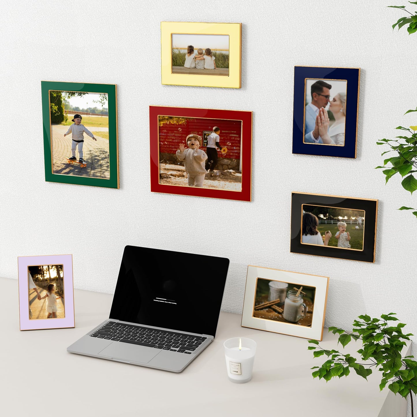 Fun Memories 4x6 Enamel Picture Frame with HD-Tempered Glass, Gold Metal Edge with Easel, Vertical & Horizontal Display, Wall and Tabletop Display Family Photo Gallery (Black Enamel,1P)