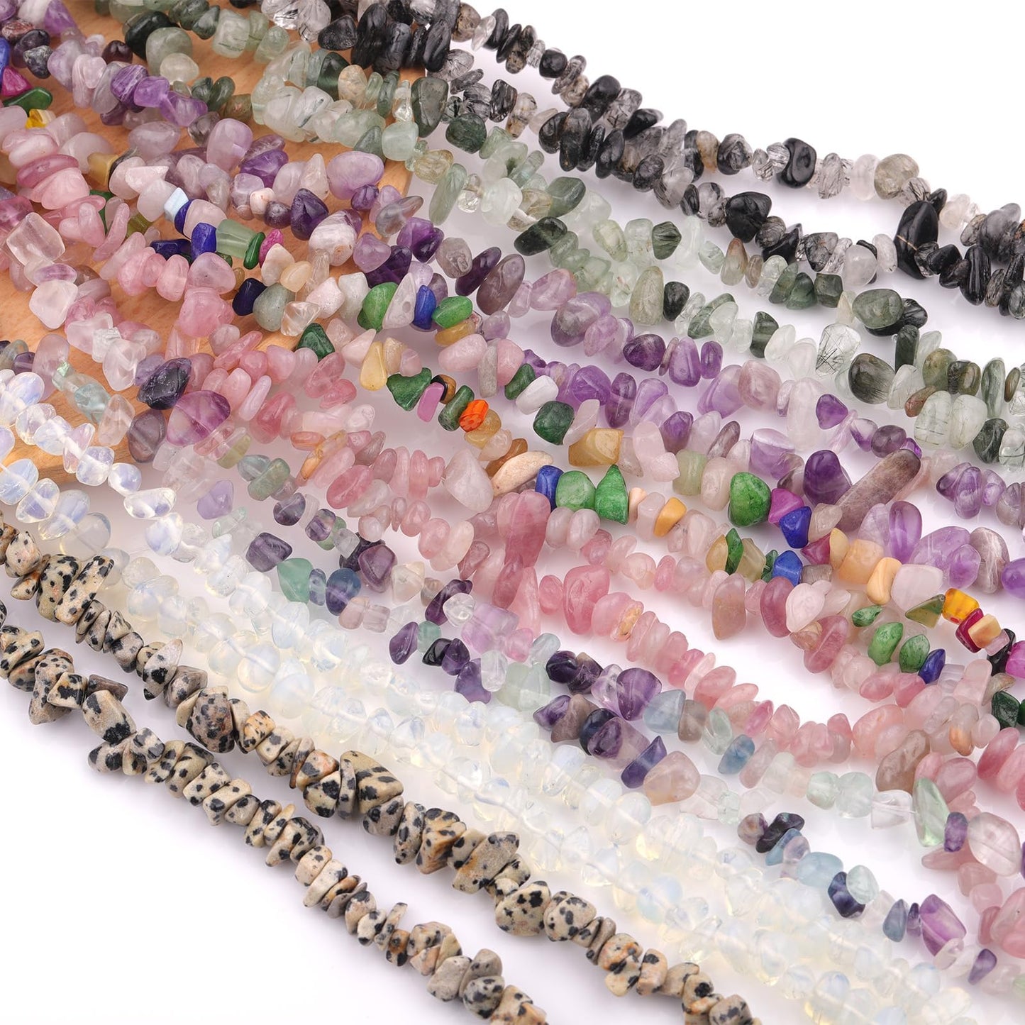 200pcs Natural Irregular Chip Stone Beads 5-8mm Fluorite Pre-Drilled 30-inch Strand Semi-Precious Healing Crystal Beads for DIY Jewelry Making Bracelet Chakra Crafts