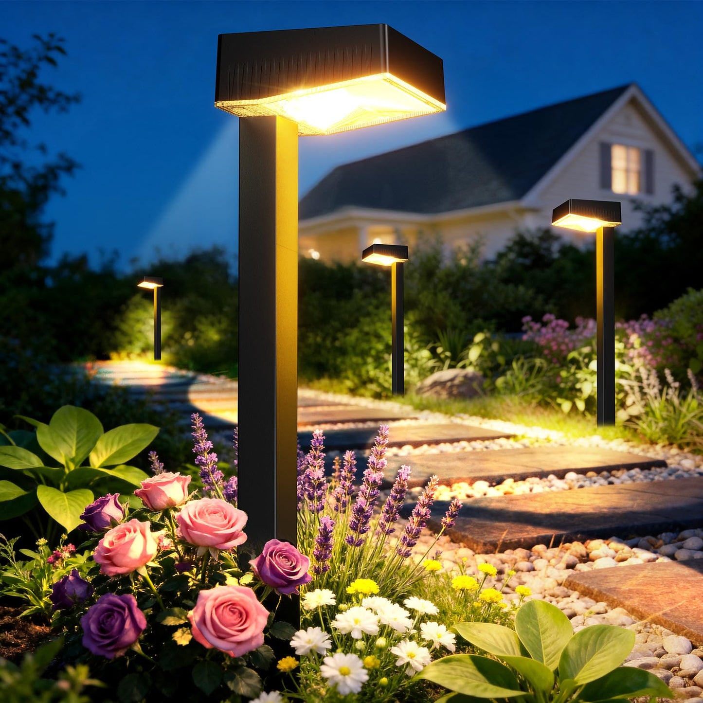 ELECLINK Solar Pathway Lights Outdoor, 8 Pack Garden Lights Solar Powered Path Lights with Bigger LED Lens, 2 Light Modes Waterproof Outdoor Solar Light for Yard Driveway Walkway Landscape Patio Lawn