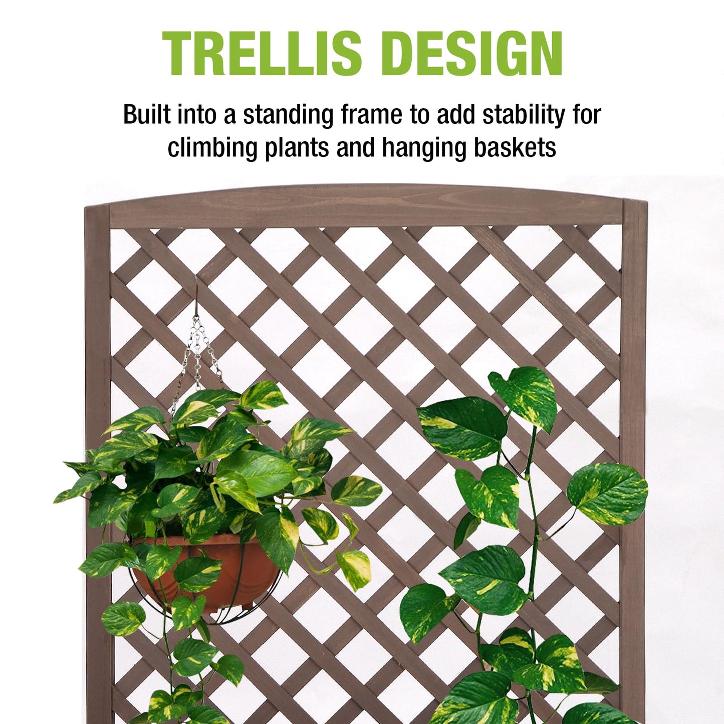 GUTINNEEN Planter Box with Trellis Outdoor Tall Flower Standing Vertical Lattice Frames for Climbing Plants Large Bottom Space for Patio Garden Flower Bed