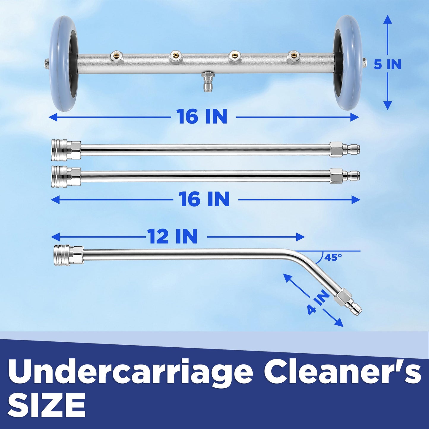 RIDGE WASHER Pressure Washer Undercarriage Cleaner, 16 Inch Undercarriage Washer with Foam Cannon, Under Car Cleaner with Straight Extension Wand, 4000 PSI