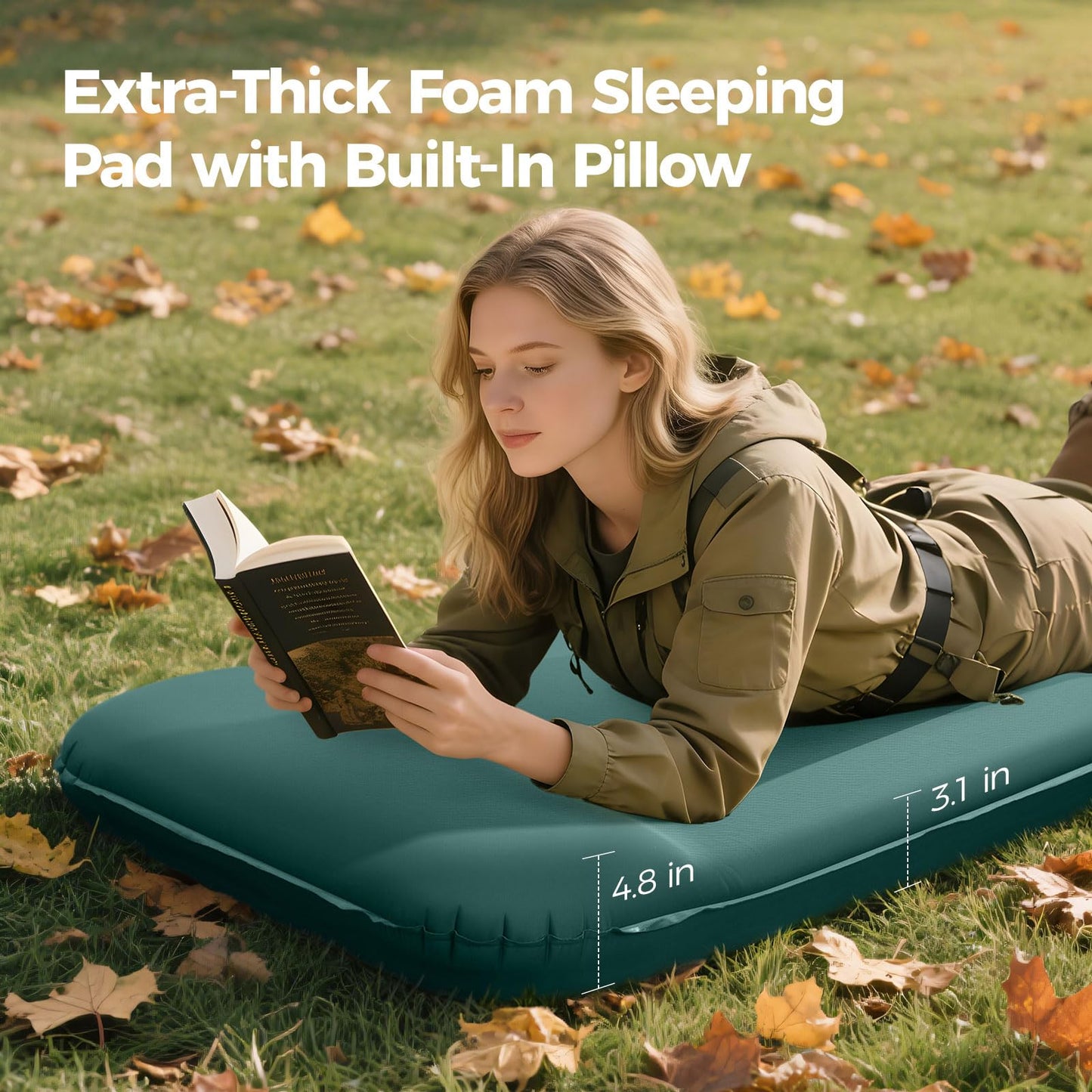 OGERY Self Inflating Sleeping Pad with Electric Pump, 3.15" Ultra-Thick Memory Foam Camping Pad, 4 Season Camping Mattress Pad with Built-in Pillow, Camping Essentials Gear for Tent Travel Car