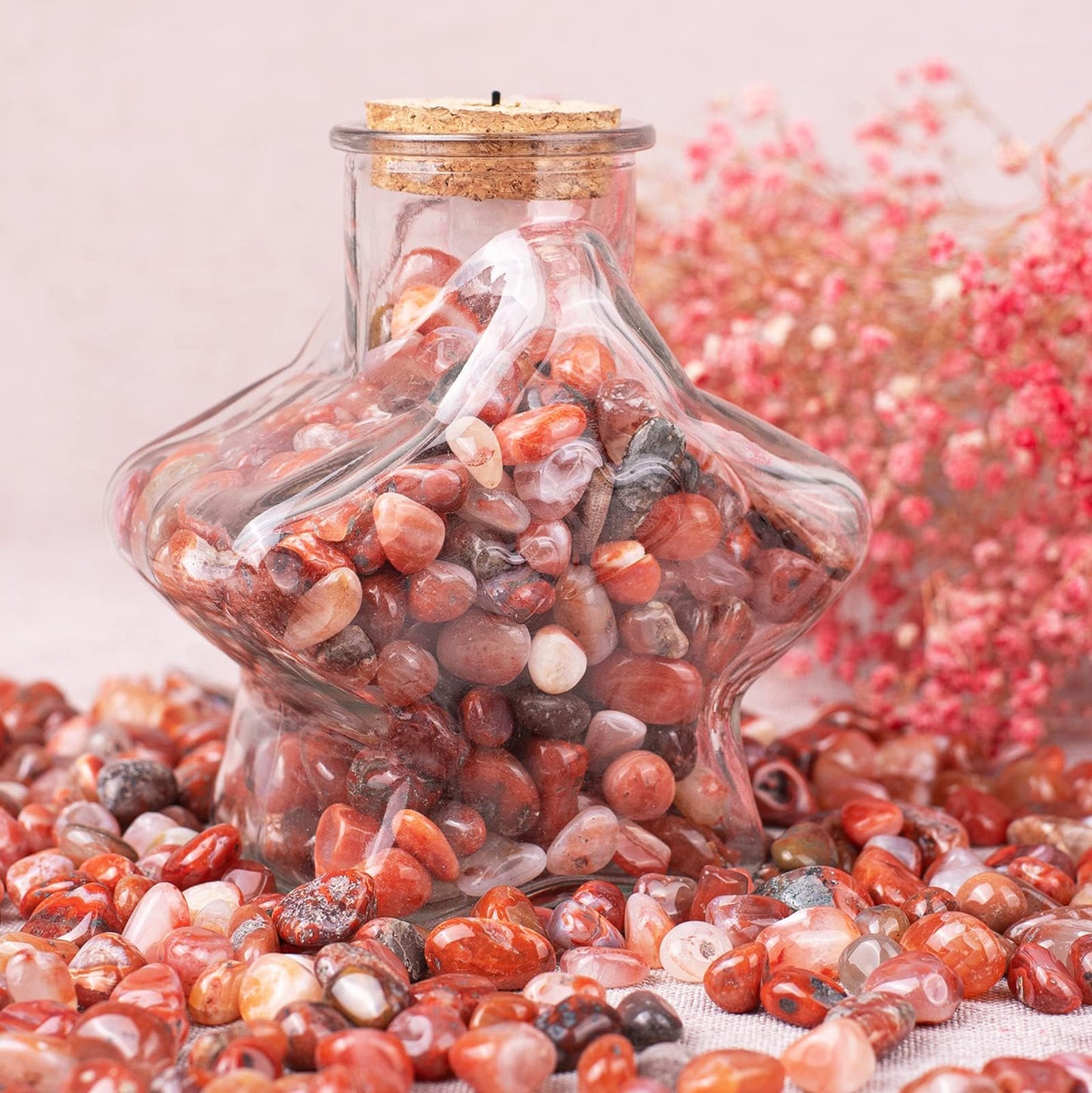 SigMntun Polished Carnelian Crystal Stone Set - 72 Pcs, 0.5" 10 oz Handpicked Tumbled Gemstones Rocks Quartz, Pebbles for Reiki, Chakra, Healing, Home Decor, 0.5" - 10 oz Mahogany Obsidian