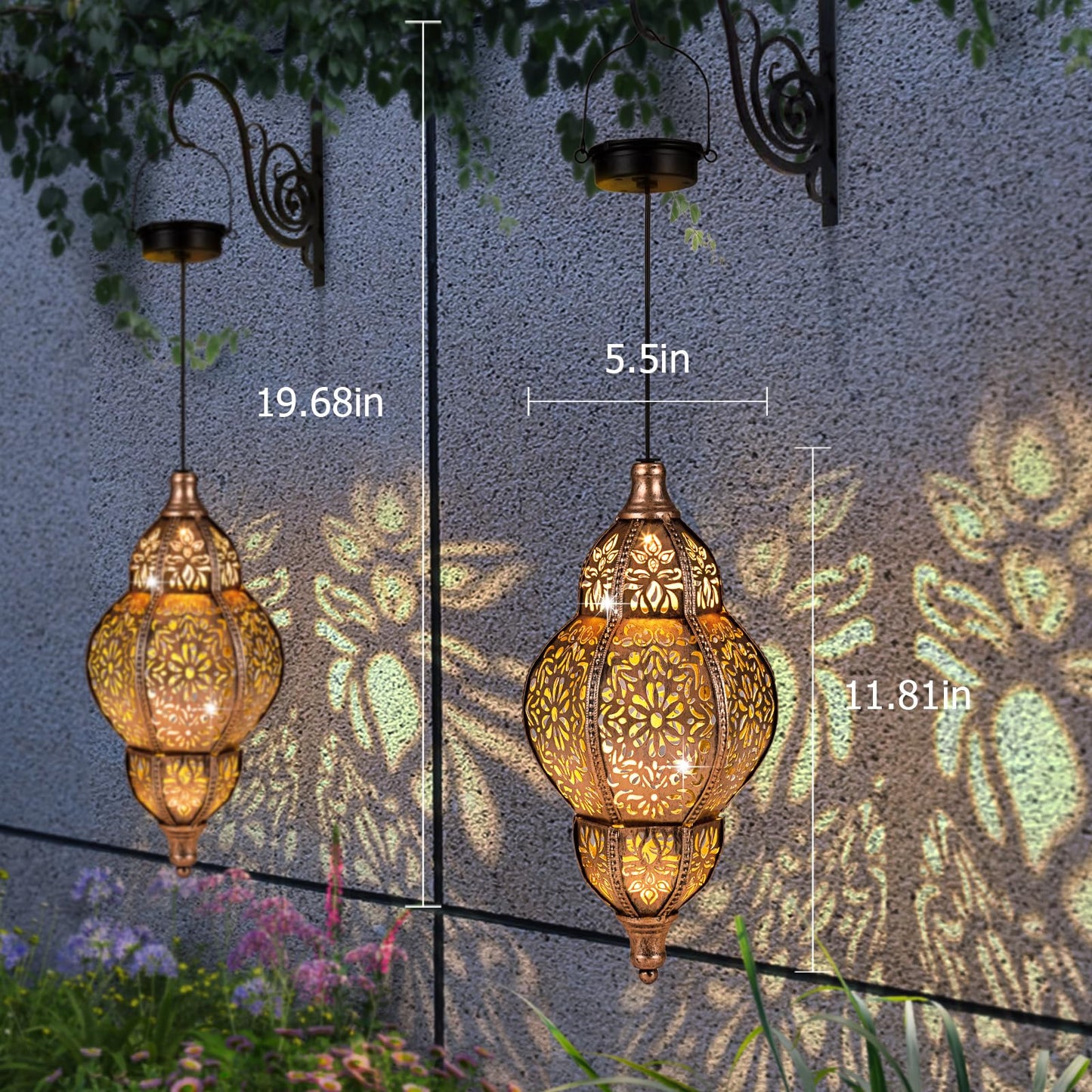 Solar Lanterns Outdoor Waterproof, Hanging Solar Lantern Garden Decor, Decorative Garden Lights for Yard, Patio, Lawn, Porch, Mother's Day Gifts (Moroccan)