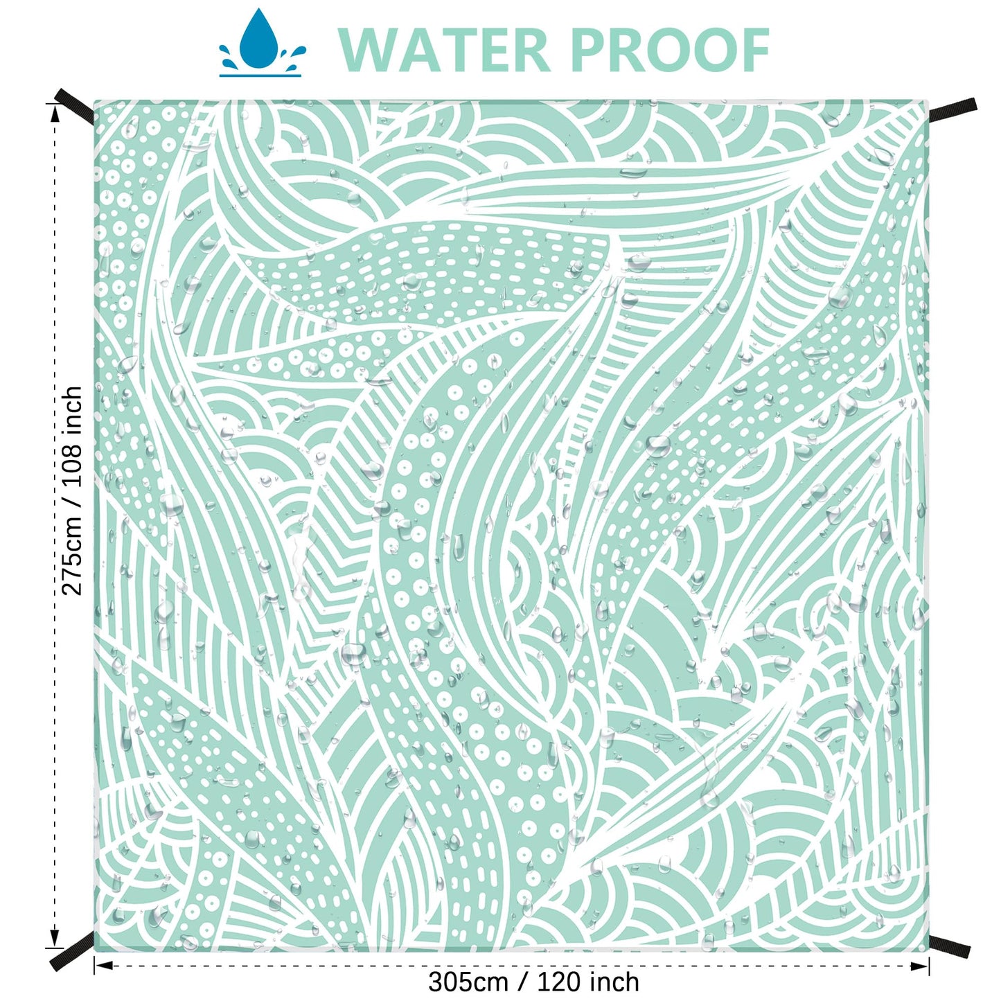 HIHOHO Beach Blanket, Sandproof Beach Mat, Waterproof Quick Drying Lightweight Outdoor Aztec Picnic Mat 79" X 83"/120"x108" for 2-8 Adults for Travel, Camping, Hiking
