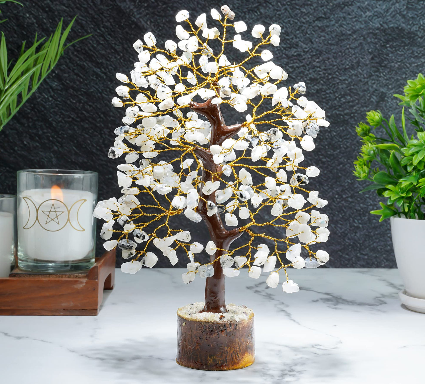Crocon® Rainbow Moonstone Crystals Tree of Life, Birthday Gifts for Women, Men & Friends, Crystals & Healing Stones, Home Decor, Money Tree, Women Gift Ideas, House Warming Gifts New Home for Sister