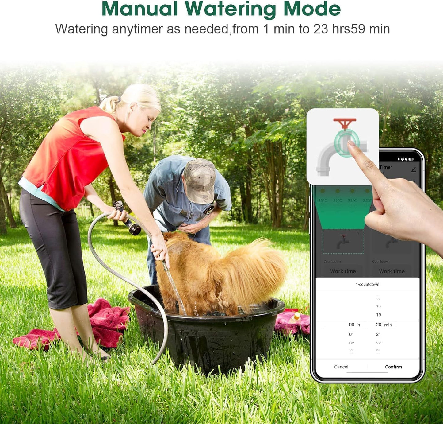 Smart Hose Watering Timer with Wi-Fi Hub, Automatic Irrigation System Controller for Lawns and Yard, Compatible with Alexa