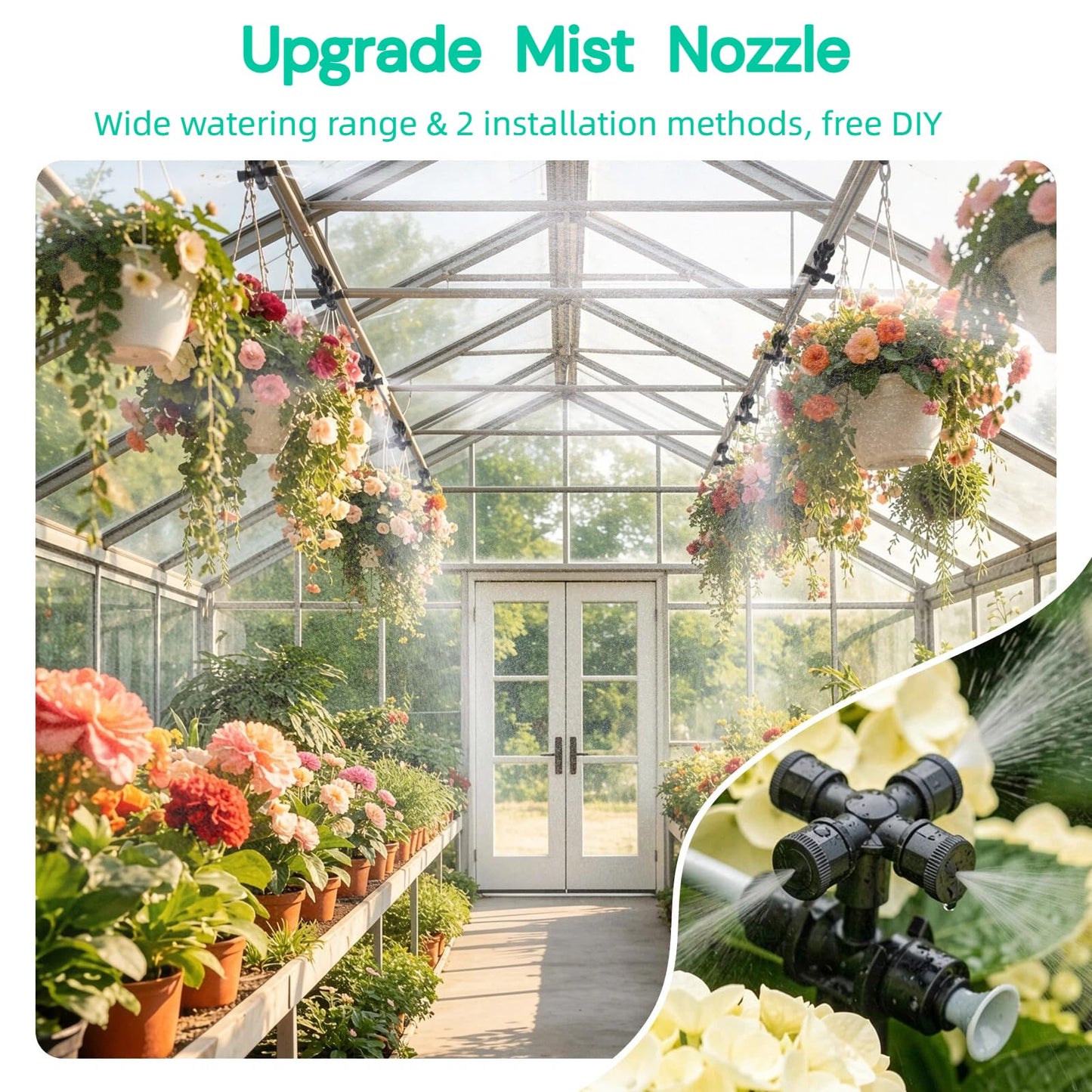 Upgrade 240FT Quick-Connect Drip Irrigation System Kit, Auto Garden Watering System with 1/4" & 1/2" Fast-Lock Tubing, Adjustable Nozzles Emitters for Raised Garden Beds,Greenhouse, Lawn, Patio