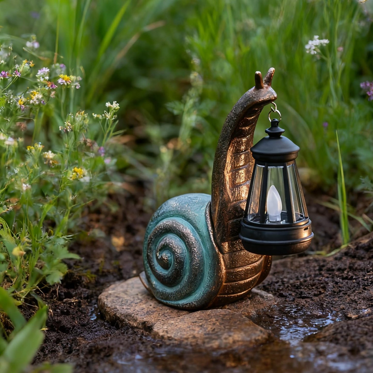 QZJDDZSW Solar Garden Snail Statue,Lawn Decor Statue for Patio, Balcony, Yard Ornament for Mom Grandma Women