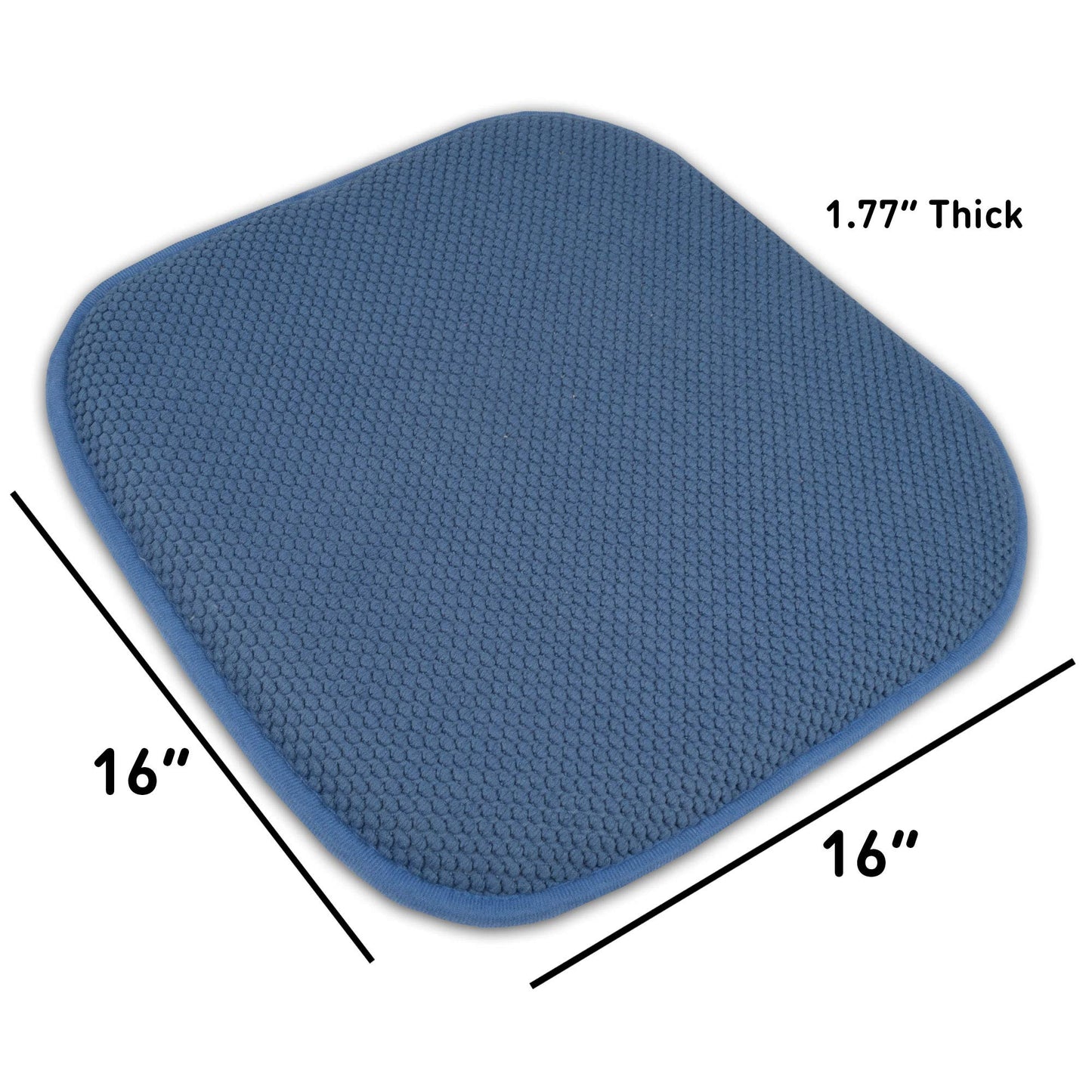 4 Pack Memory Foam Honeycomb Nonslip Back 16" x16" Chair/Seat Cushion Pad, Blue
