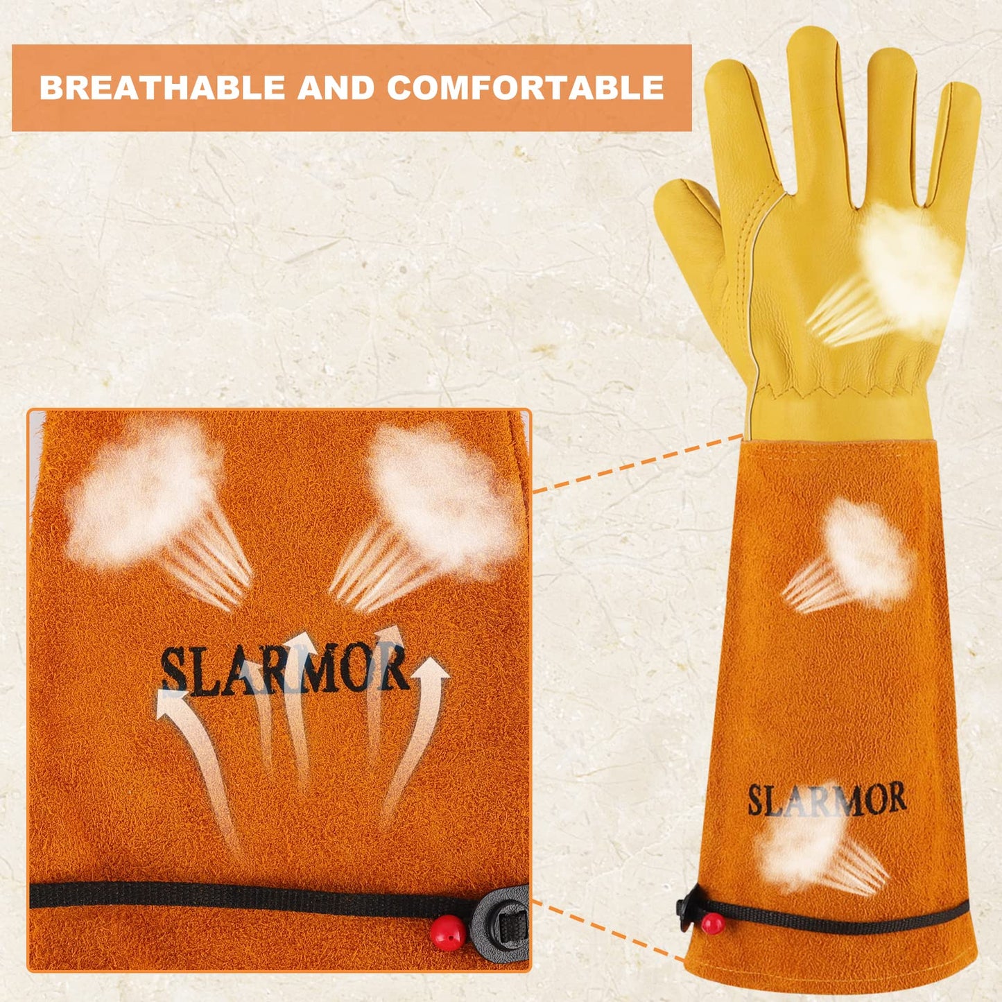 SLARMOR Long Gardening-Gloves Women/Men-Thorn proof Rose Pruning Heavy Duty Gauntlet, Best Garden Gifts for Gardener-L