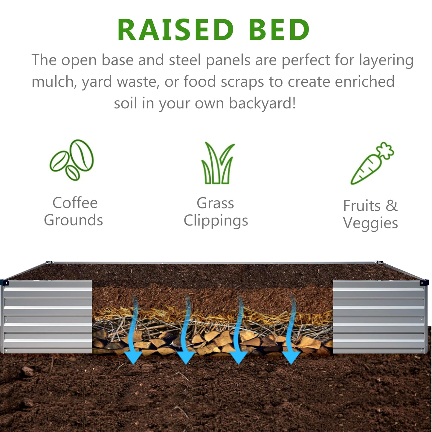 Henshwon 2PCS 10x3x1ft Galvanized Raised Garden Bed Kit,Metal Planter Box for Vegetables,Flowers,Herbs Durable Rust-Resistant Patio Gardening Beds,Silver