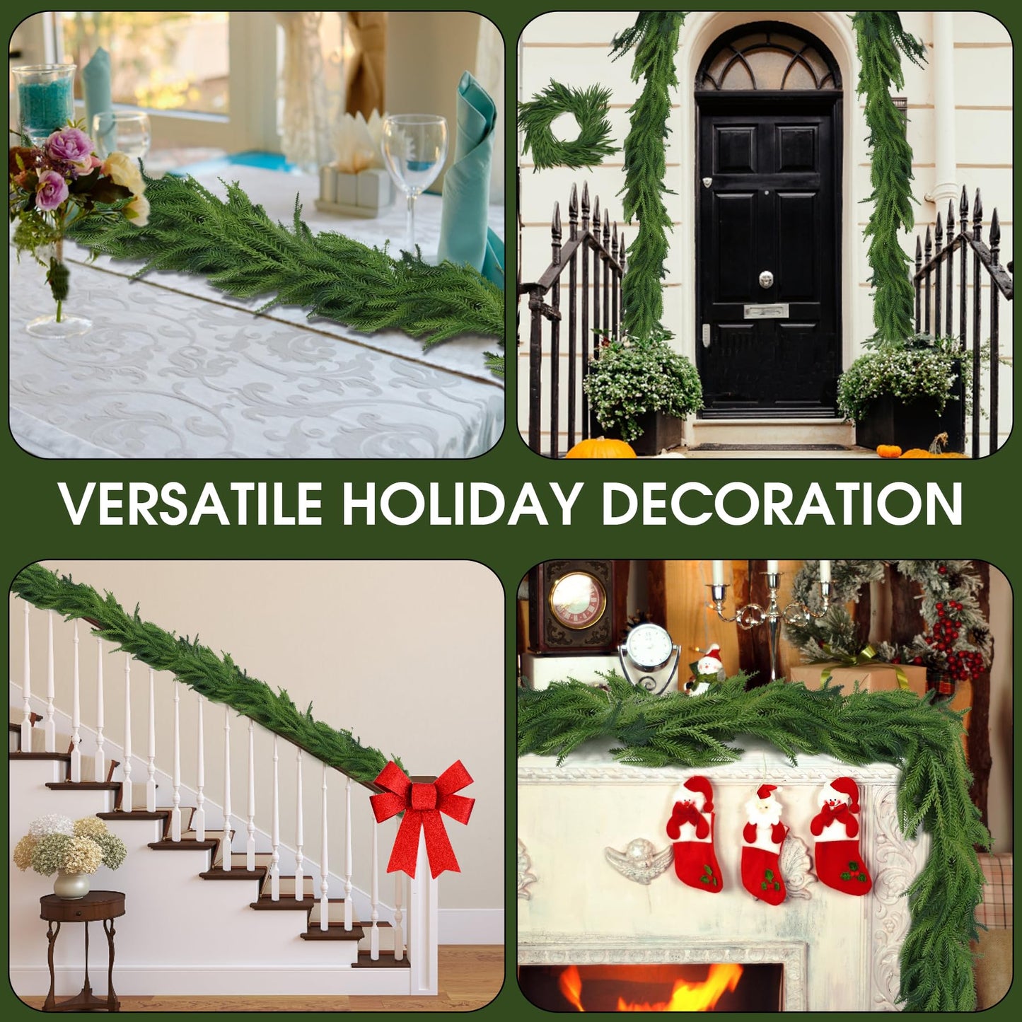 2026 Dense Real Touch Norfolk Pine Garland,Artificial Realistic,Holiday & Winter Christmas Mantel Garland, Greenery Decoration, 6FT
