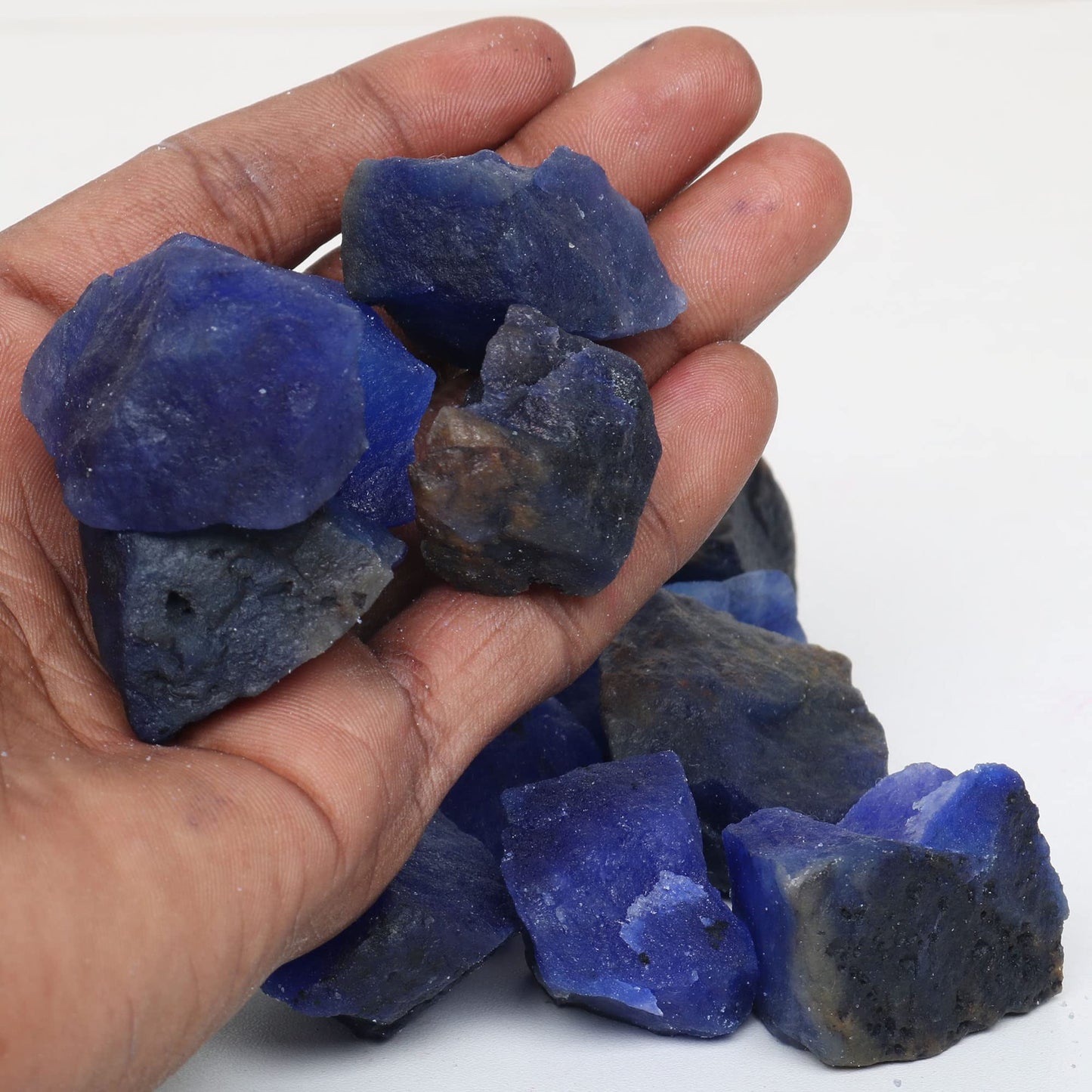 REAL-GEMS Natural Raw Healing Crystals Rough Stones for Tumbling, Cabbing, Polishing, Wire Wrapping, Wicca & Reiki Crystal Healing, Mix Gemstones,7 Chakra (Blue Sapphire)