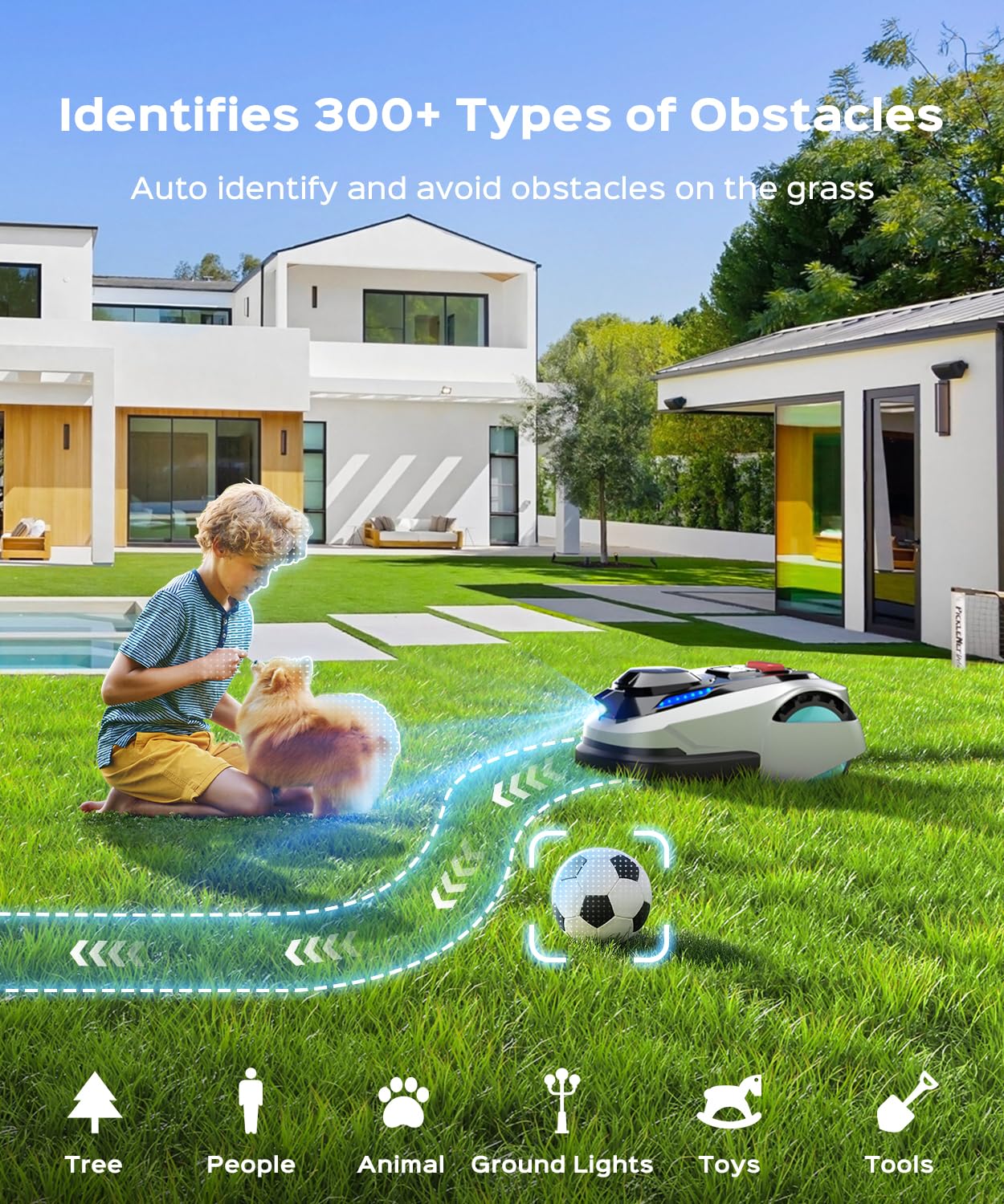 YARDCARE N1600 PRO Wireless Robotic Lawn Mower, RTK & Vision Navigation, Up to 0.4 Acre Coverage, Smart App Control, Multi-Zone Mapping, Systematic Mowing Robot