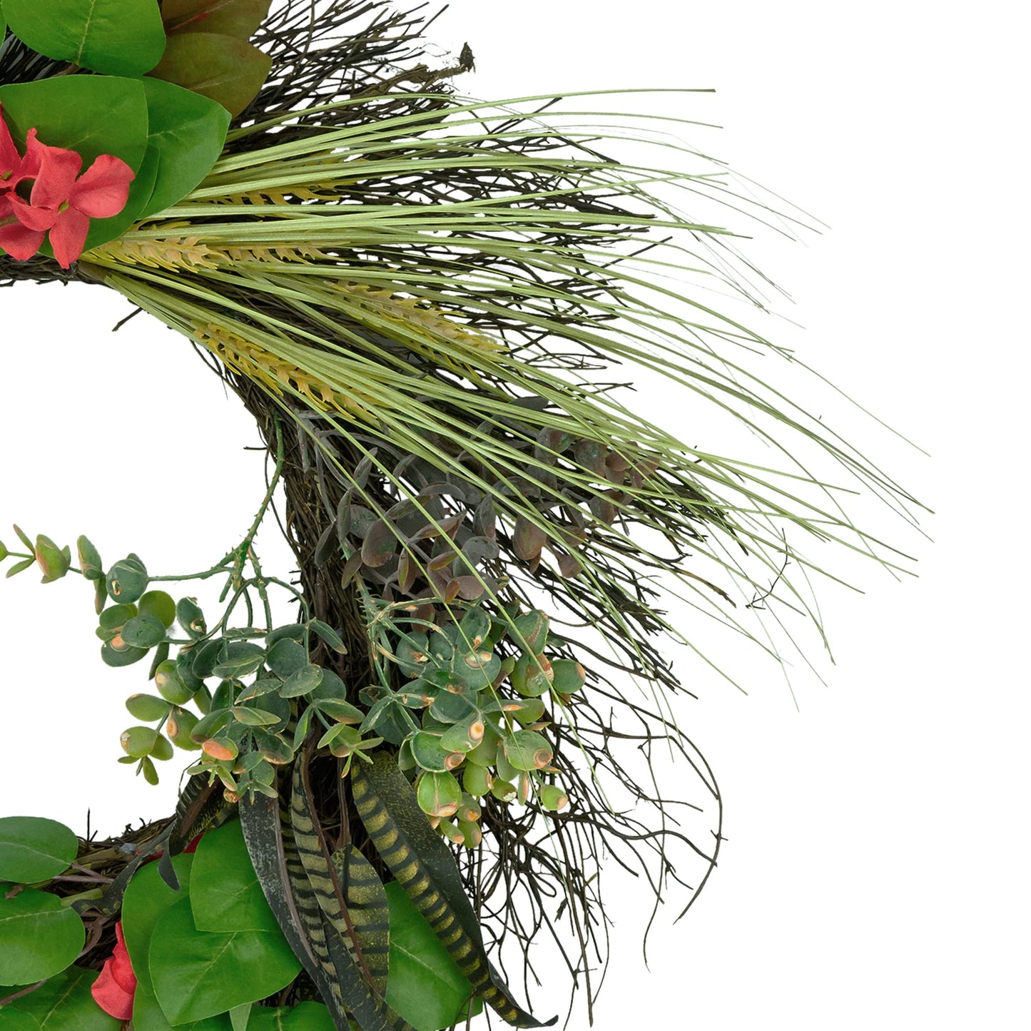 Wheat, Eucalyptus and Twig Artificial Wreath, 22-Inch