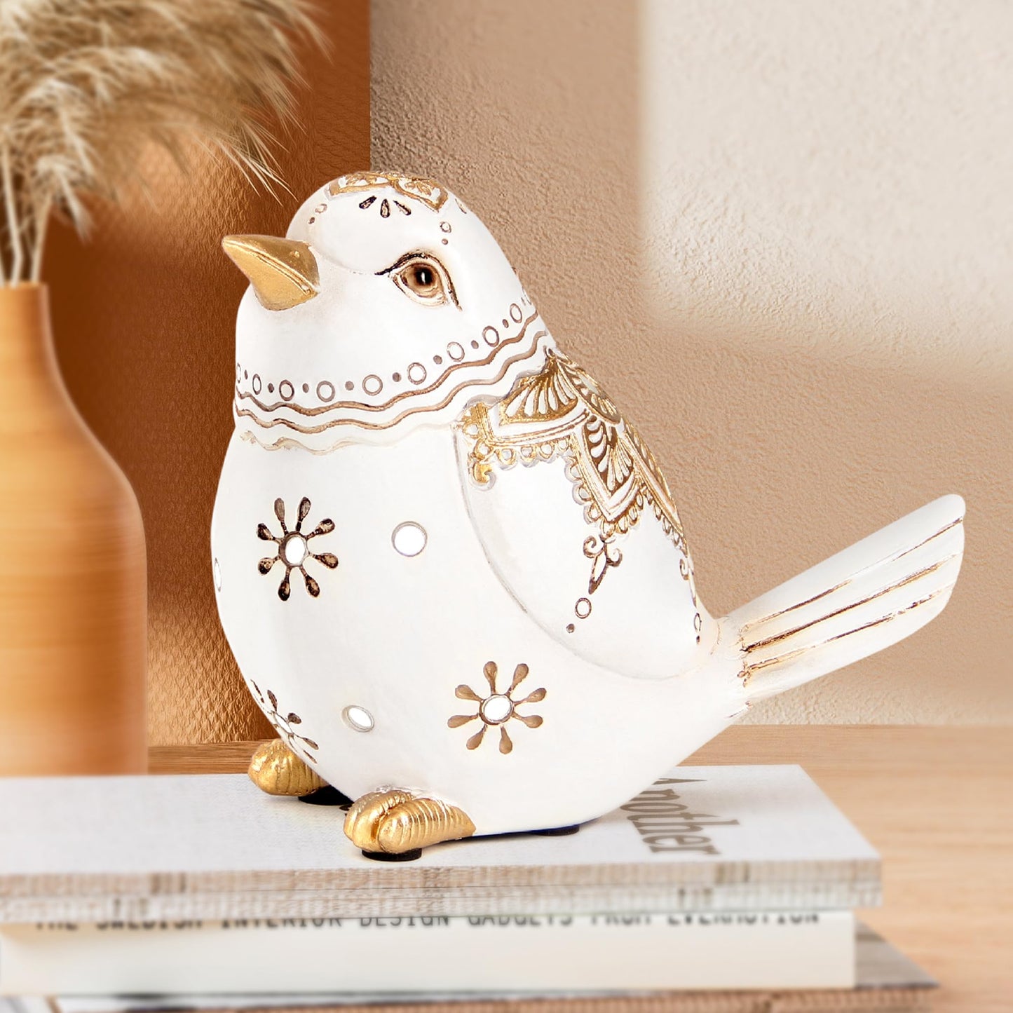Xintim Bird Statue for Home Decor Accents Boho White Bird Figurines for Shelf Living Room Bedroom Centerpiece Table, Decorative Birds Sculpture, Animal Decor Gifts for Bird Lovers, Women
