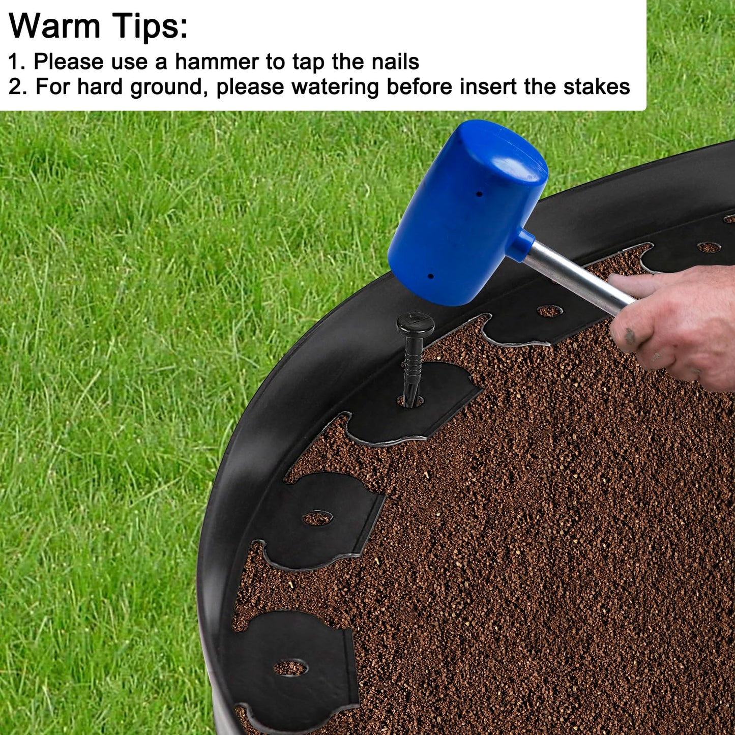 JERIA 2 Inch Tall 33 FT Garden Edging Kit with 45pcs Spikes, Plastic Edging for Landscaping
