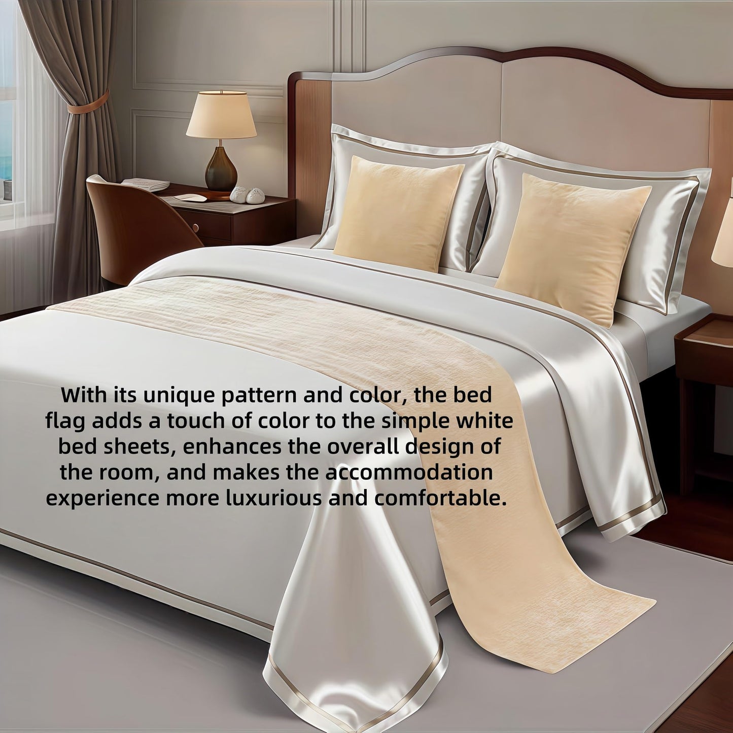 Polyester bed scarf，Decorative bed runner，Bed Runner ，European Style Simple Bed Scarf，Embroidered bed runner，Bed cover runner，Bed runner for guest room， for Bedroom Home Guesthouse Farmhouse(I,50*240c