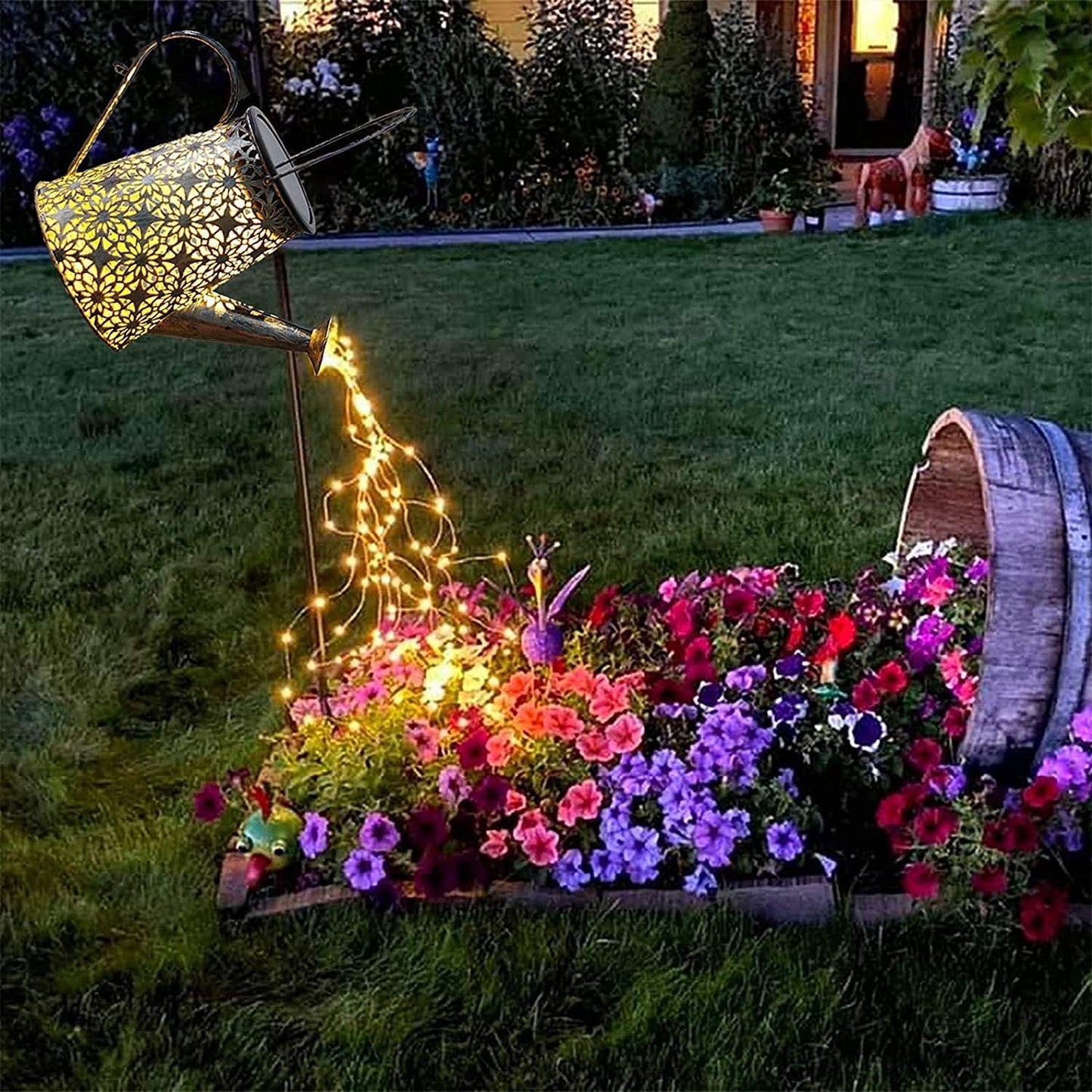 Solar Watering Can Lights, Large Retro Metal Hanging Solar Lights Outdoor Waterproof, Mother's Day Birthday Gifts for Women Mom Grandma Garden Yard Light LED Decoration Outside for Porch Lawn Patio