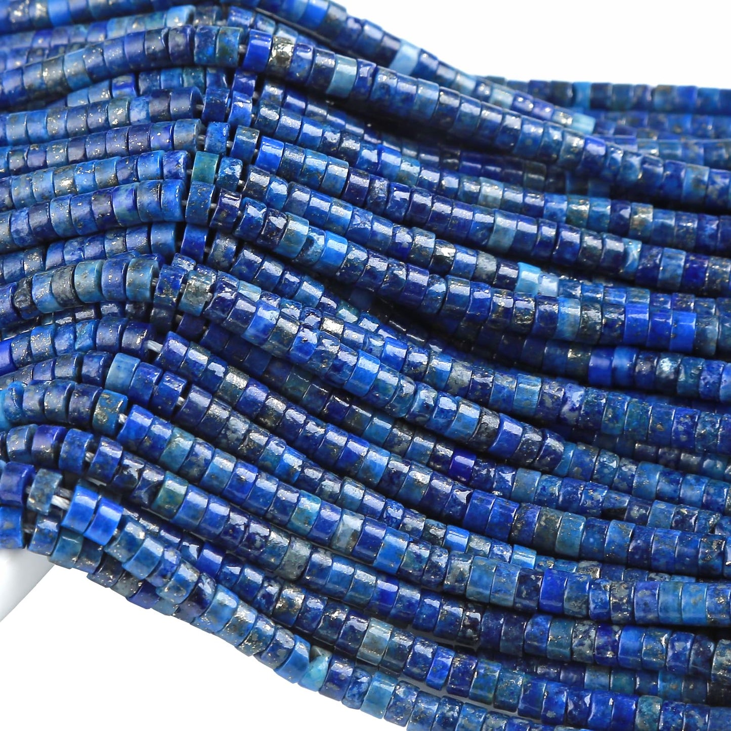 150pcs 2x4mm Natural Lapis Lazuli Jaspers Tube Shape Beads Loose Flat Round Cylinder Flat Spacer Green Stone Beads for Bracelet Earrings Jewelry Making