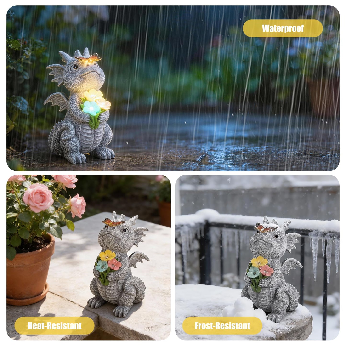 ehuoyan Solar Garden Dragon Statue Outdoor Garden Decor Lights Unique Dragon Gifts for Women Mom Yard Patio Decorations Solar Powered