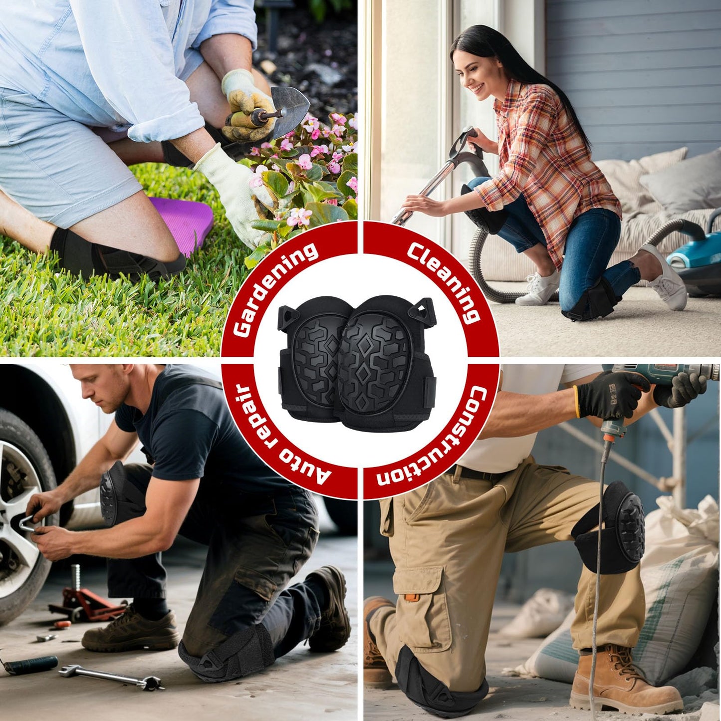 FREEKYROCK Gel Knee Pads for Work, Professional Knee Pads for Men Women with Soft Foam, Heavy Duty Cap, Adjustable Straps, Quick-Fasten Buckle for Construction, Gardening, Welding, Roofing, Cleaning