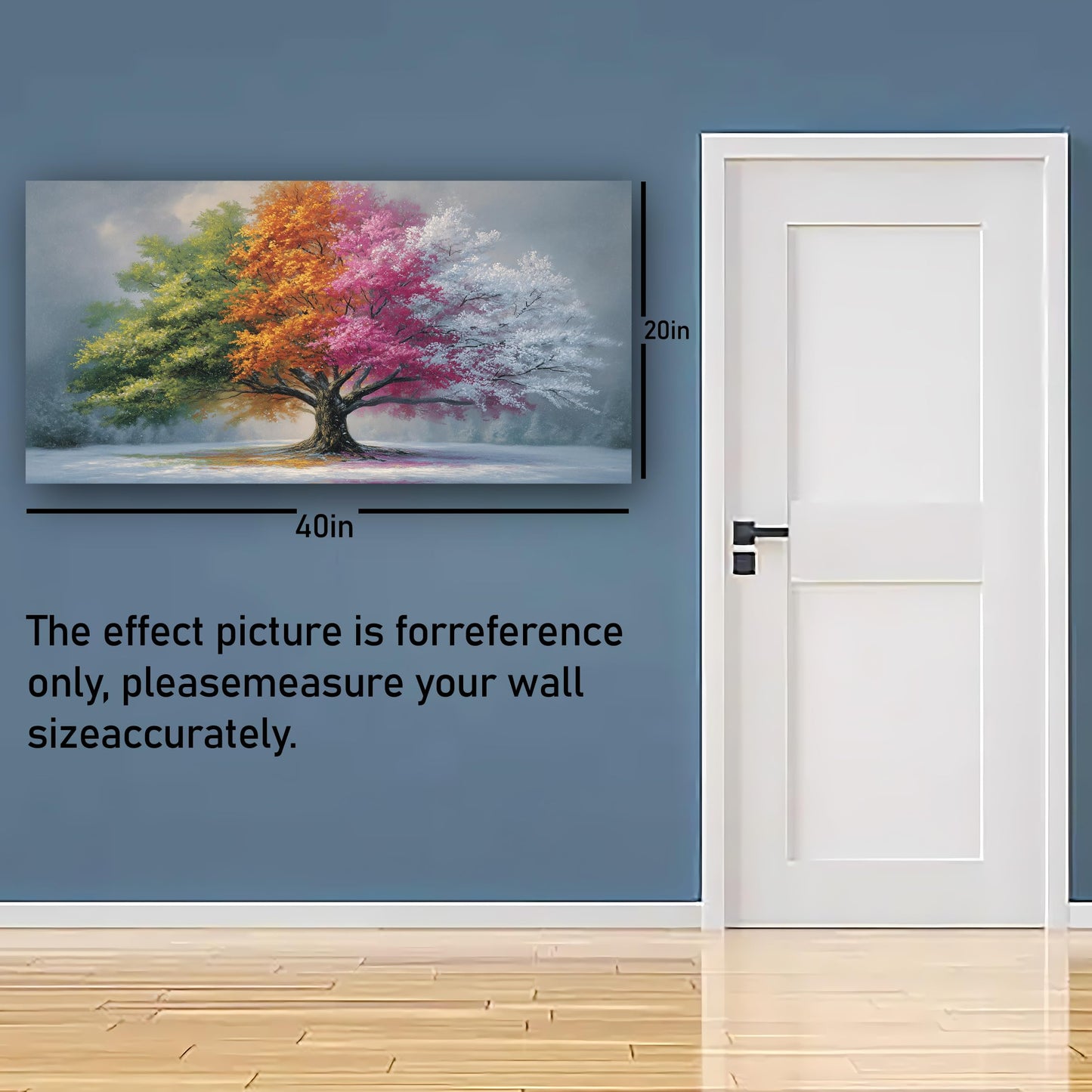 Abstract Four Seasons Tree Picture Print Canvas Wall Art Living Room Dining Room Office Study Bedroom Wall Decor Wall Art Prints Modern Style Artwork Waterproof Ready to Hang - 20x40 Inch