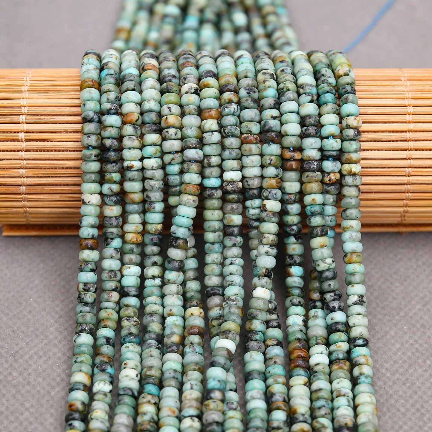 BONNY BOXX 1 Strand (150PCs) Natural 2 * 4mm African Turquoise Rondelle Beads, Natural Abacus Disk Stone Beads Loose Spacer Gemstone for DIY Bracelet Necklace Jewelry Making