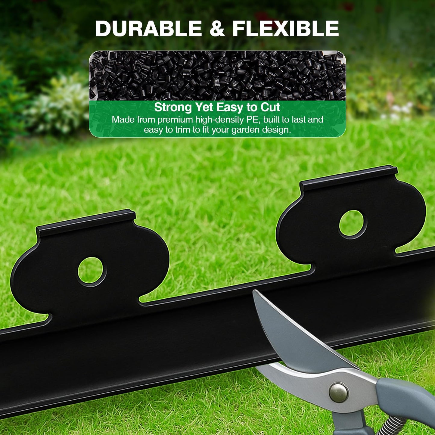 MIXC Garden Edging Border, 100FT 2 Inch Tall Plastic Landscape Edging with 150 Stakes, Flexible Tool-Free Lawn Border for Yard, Flower Bed & Landscaping