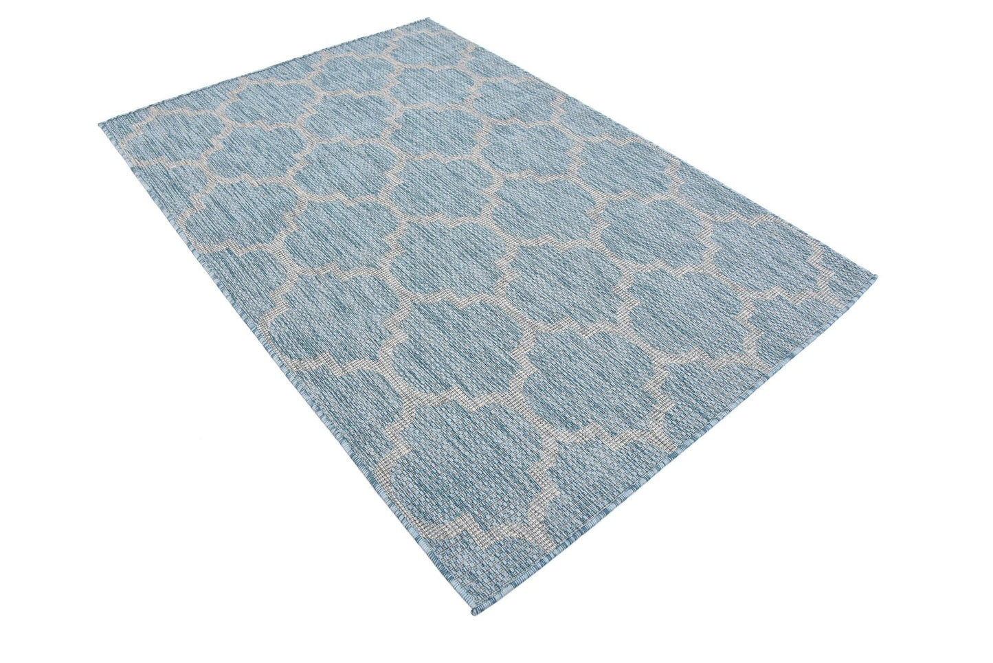 Unique Loom Outdoor Trellis Collection Area Rug (4' 1" x 6' 1" Rectangle, Aquamarine/ Gray)