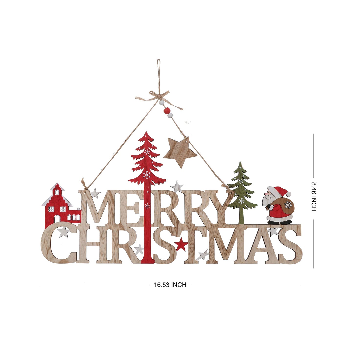 Wooden Merry Christmas Signs (16.5 Inch Santa)