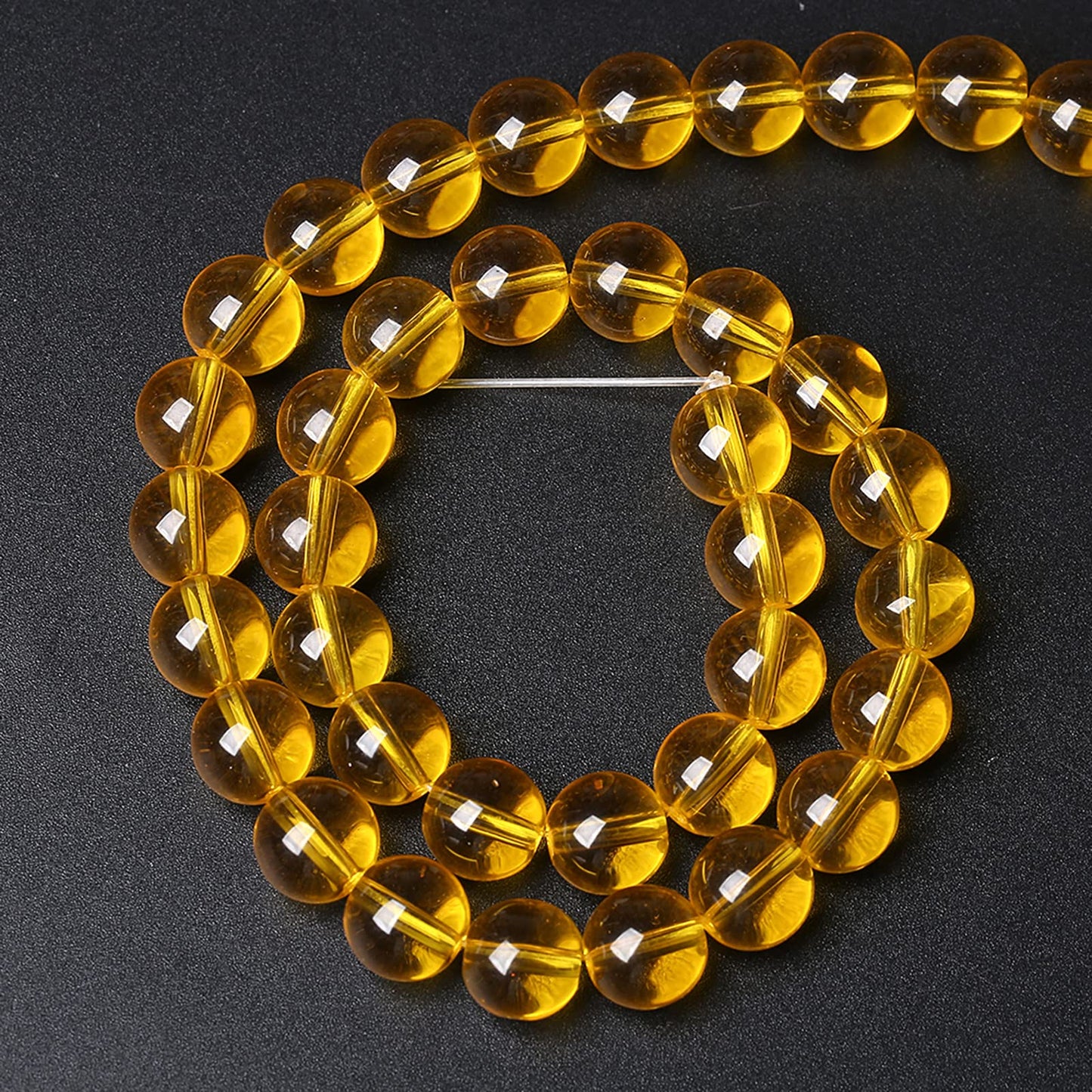 8MM 46PCS Yellow Glass Spacer Loose Beads for Jewelry Making DIY Bracelet Necklace