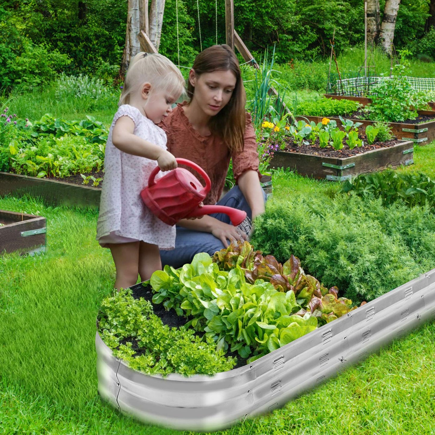 GADI 67-Inch Galvanized Raised Garden Bed, Metal Planter Box for Vegetables and Flowers, Large Outdoor Gardening Kit, Easy DIY Assembly, Weather-Resistant & Rust-Proof