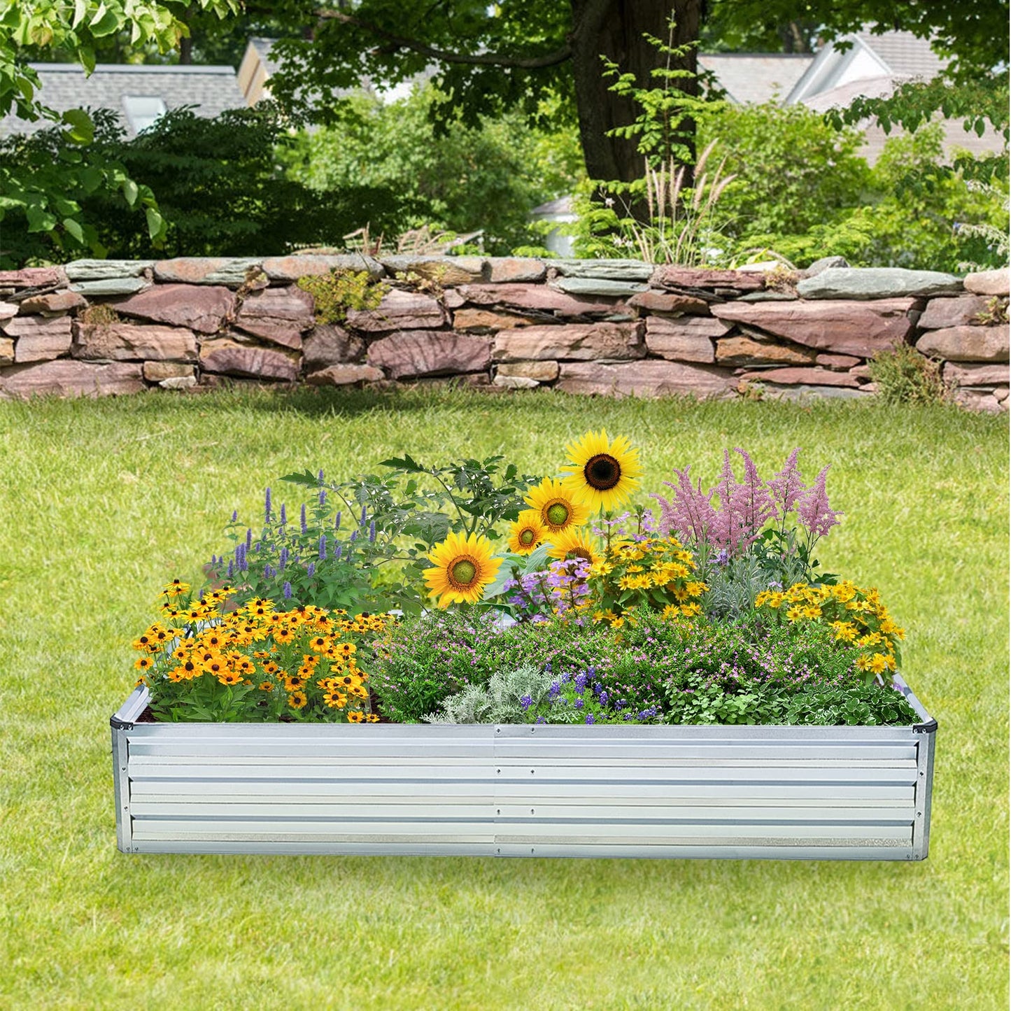 Veezyo Galvanized Raised Garden Bed Kit - Metal Raised Planter 2pcs/Pack 6'x3'x1' for Flowers Plants, Vegetables Herb