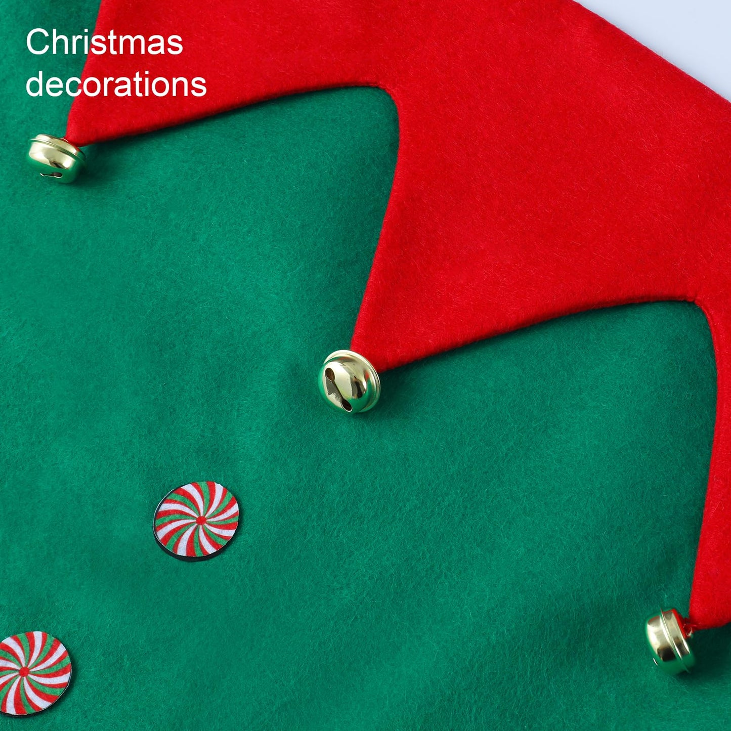 Slsxip Christmas Elf Chair Covers - Kitchen Dining Chair Back Decor with Jingle Bells, Candy Canes & Belt Buckle Design, Holiday Party Home Decorations, Set of 4